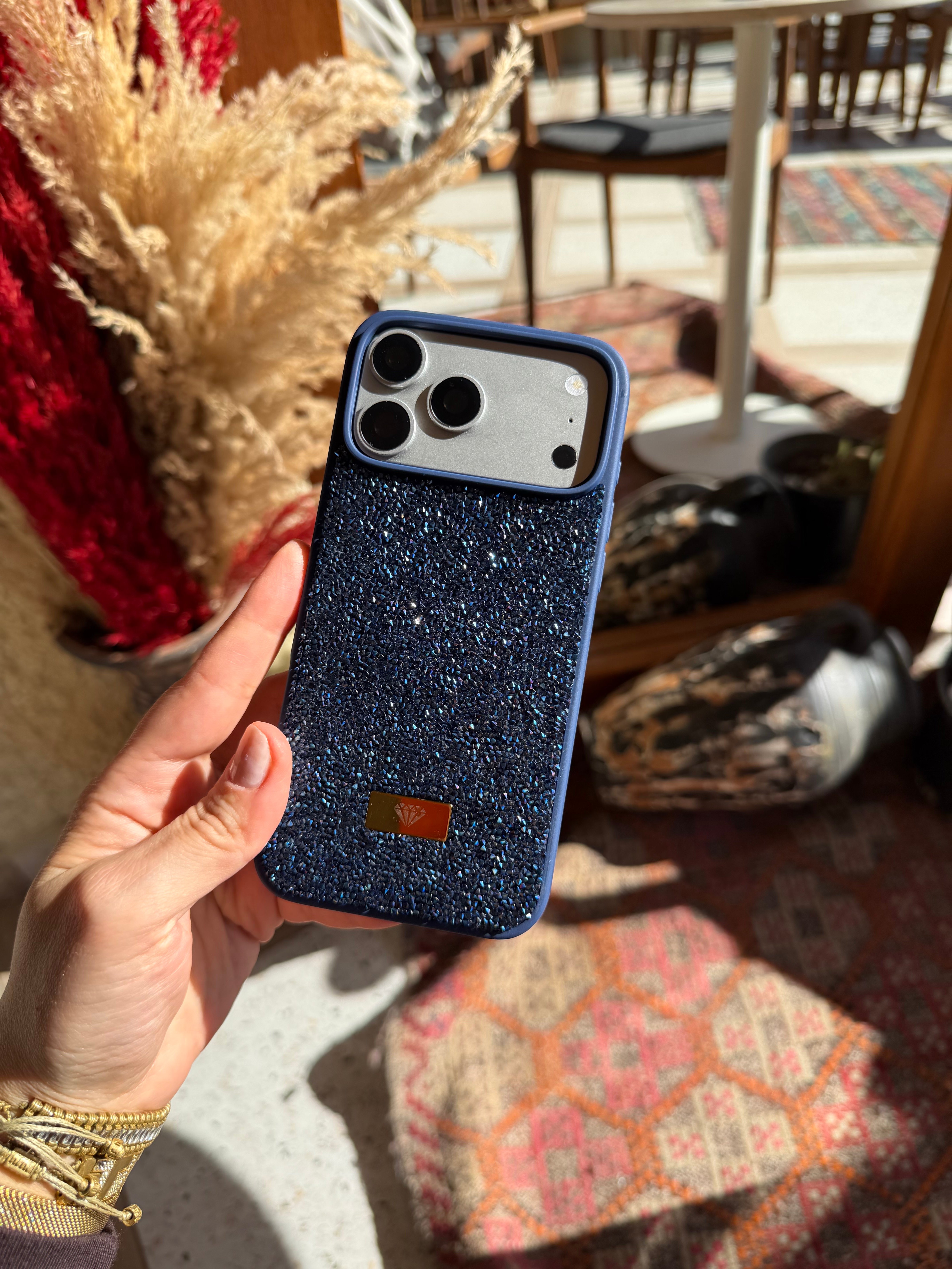 Diamond Shine İphone Telefon Kılıfı Lacivert