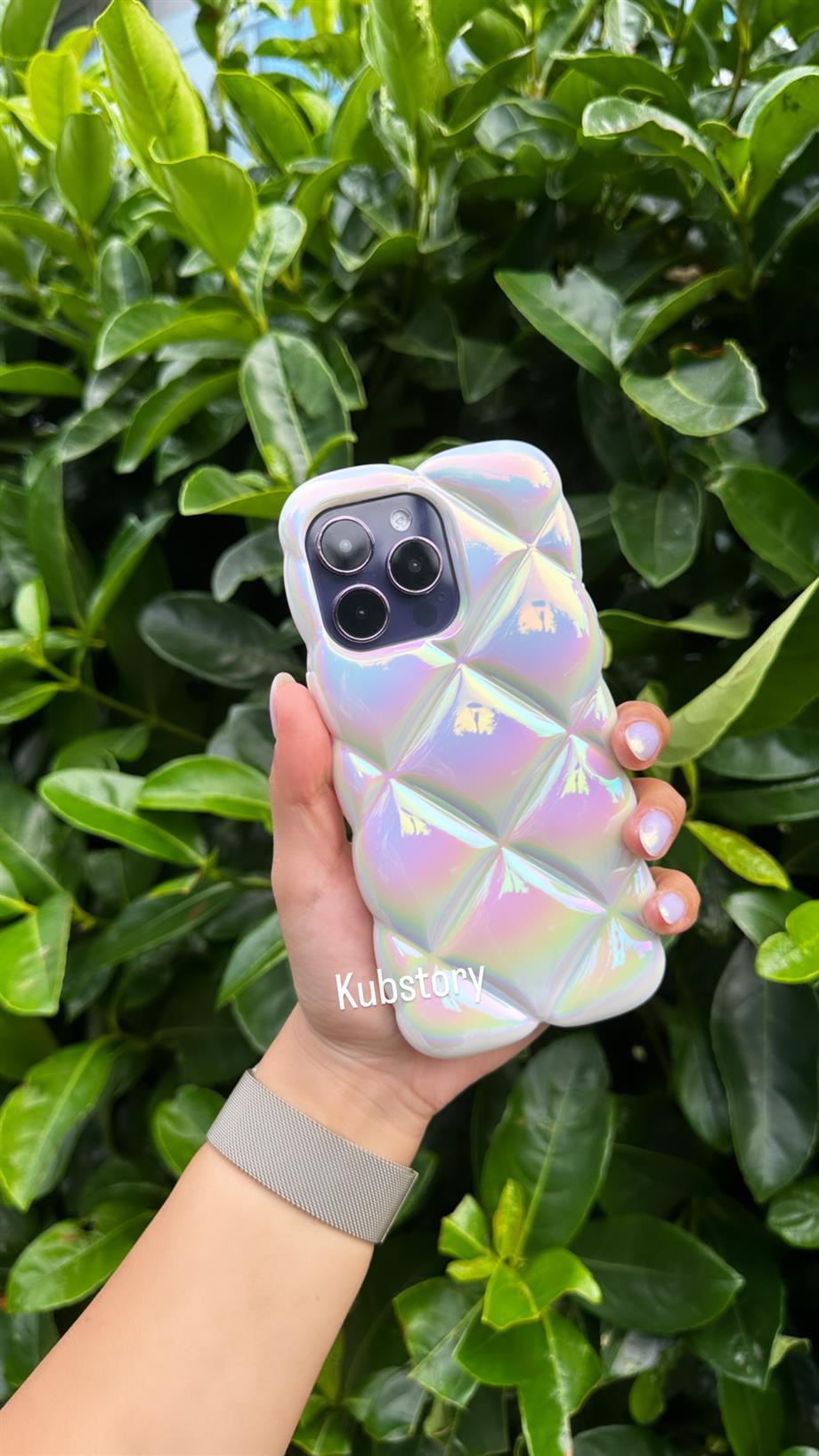 Dilimli Puf İphone Telefon Kılıfı Krem
