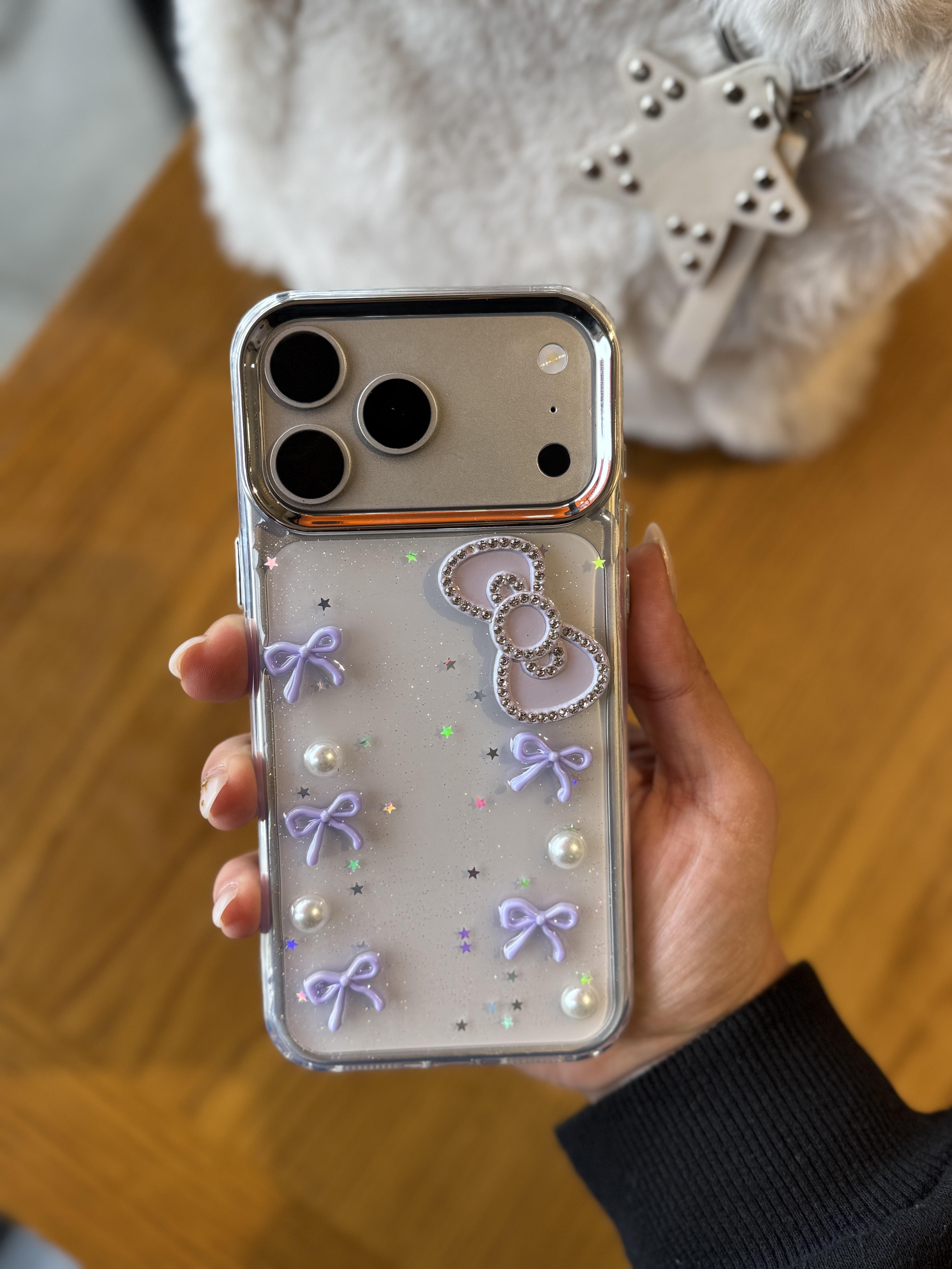 Fiyonklu İphone Telefon Kılıfı Lila