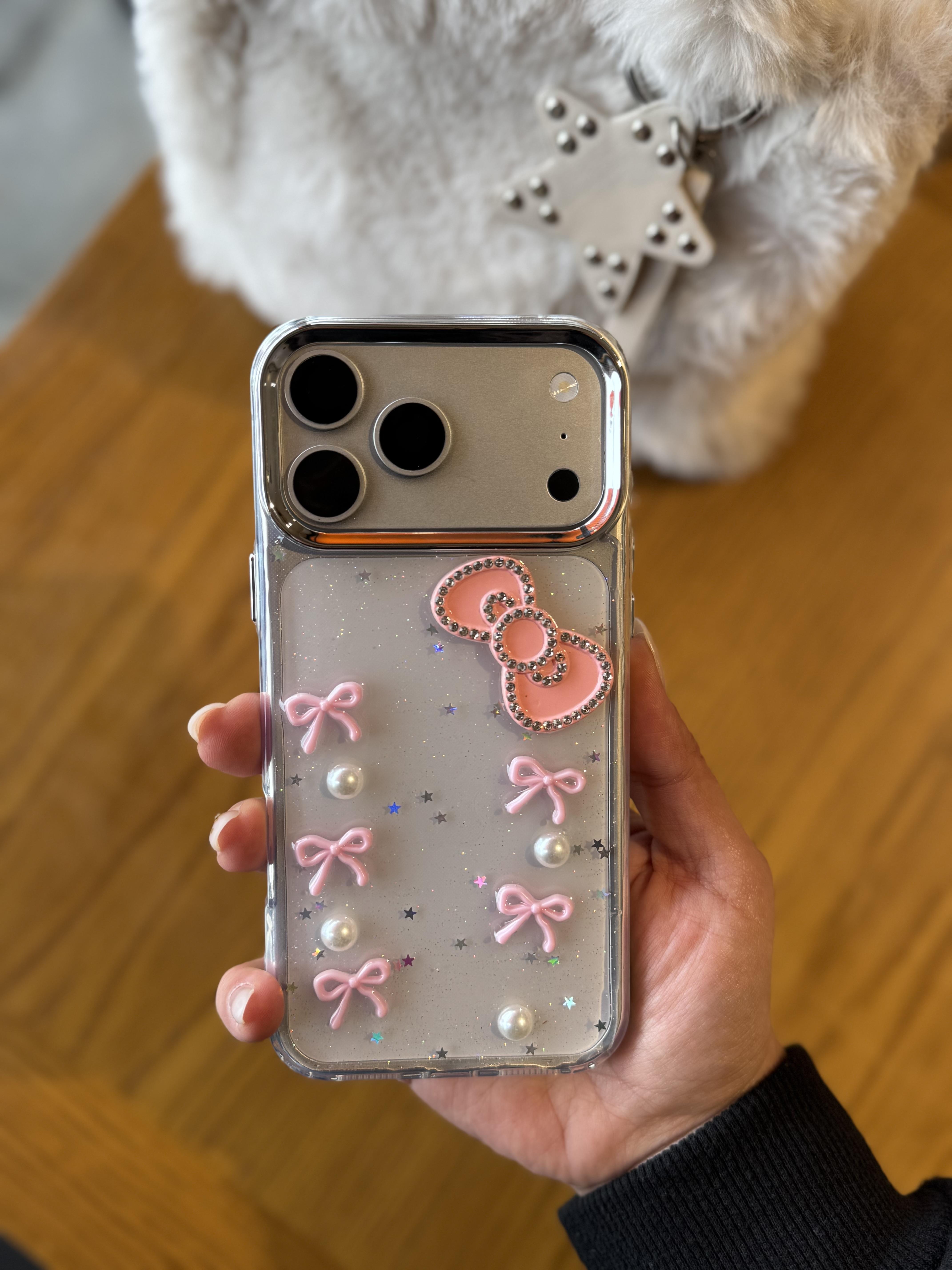 Fiyonklu İphone Telefon Kılıfı Pembe
