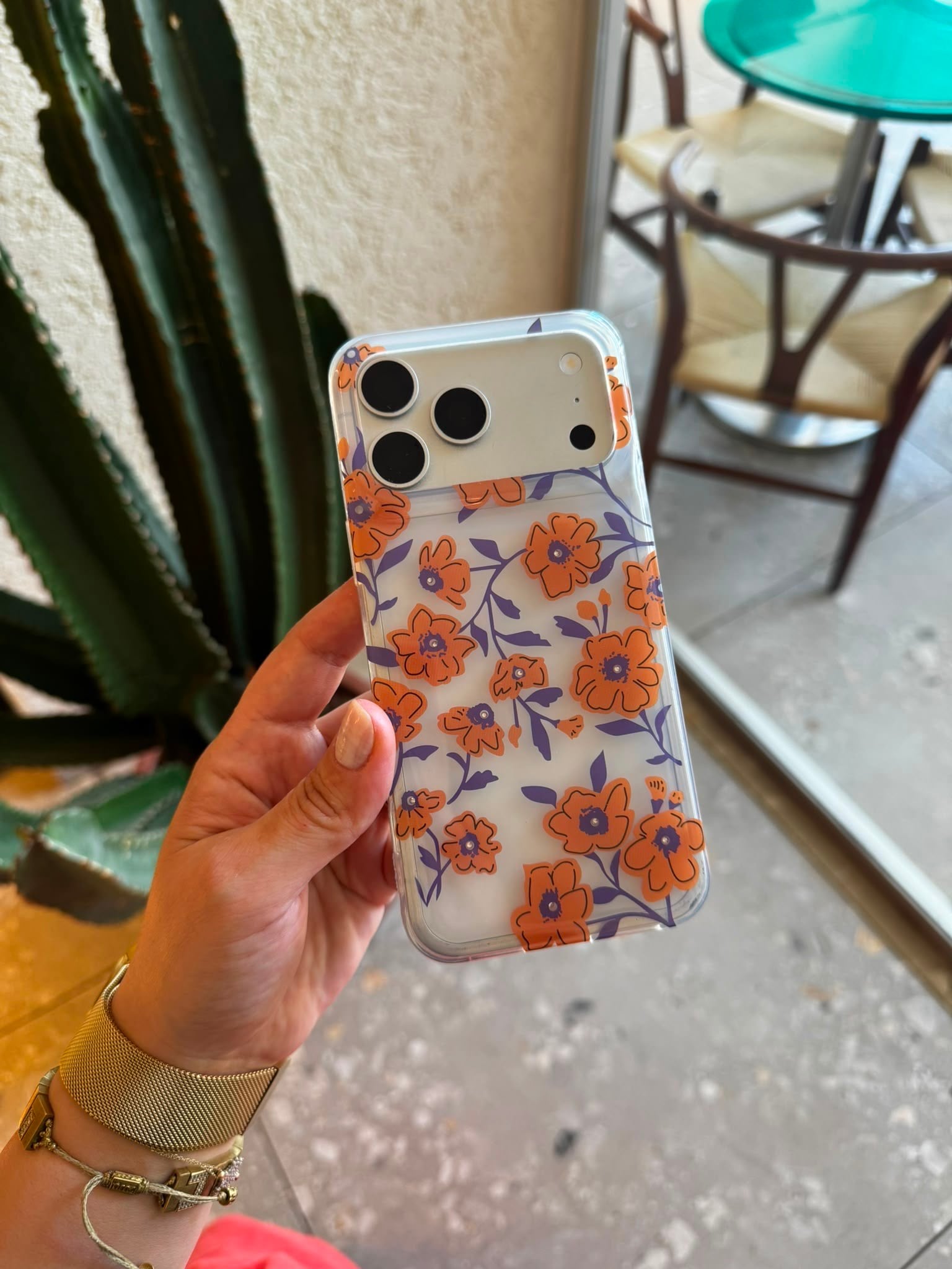 Flower İphone Telefon Kılıfı Mor Turuncu
