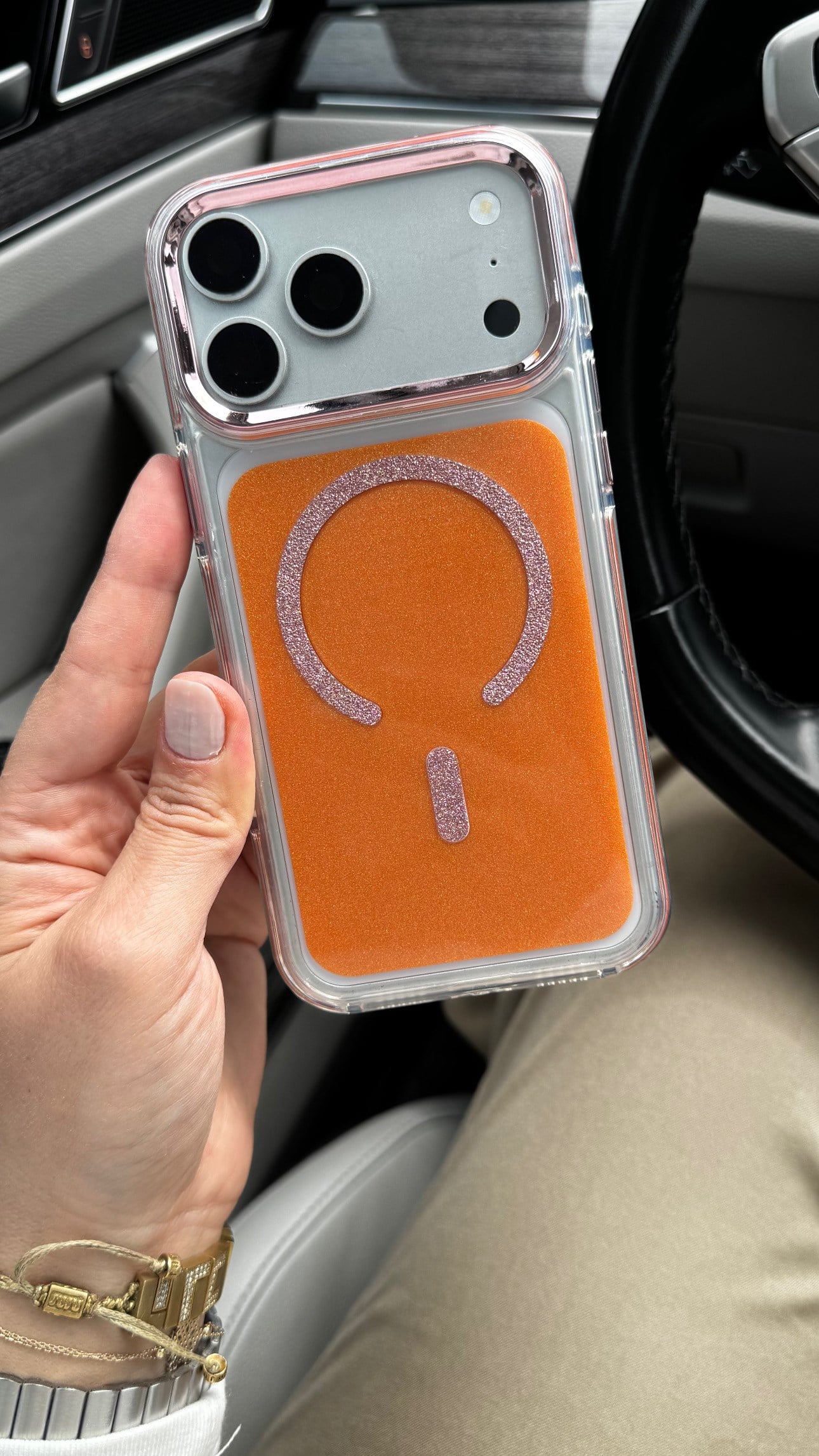 Glitter Magsafe İphone Telefon Kılıfı Turuncu