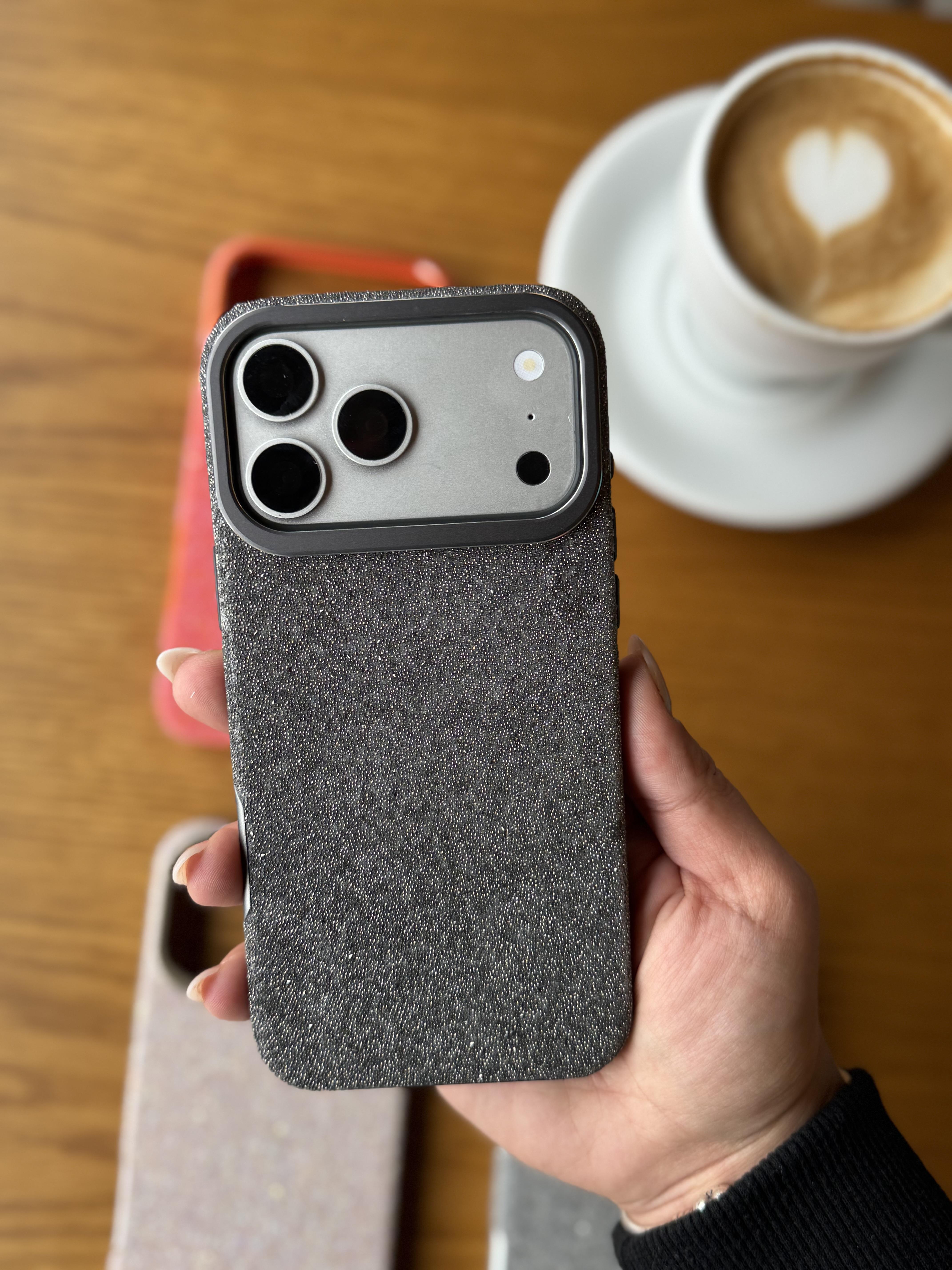 Glitter Serisi iPhone Telefon Kılıfı Antrasit