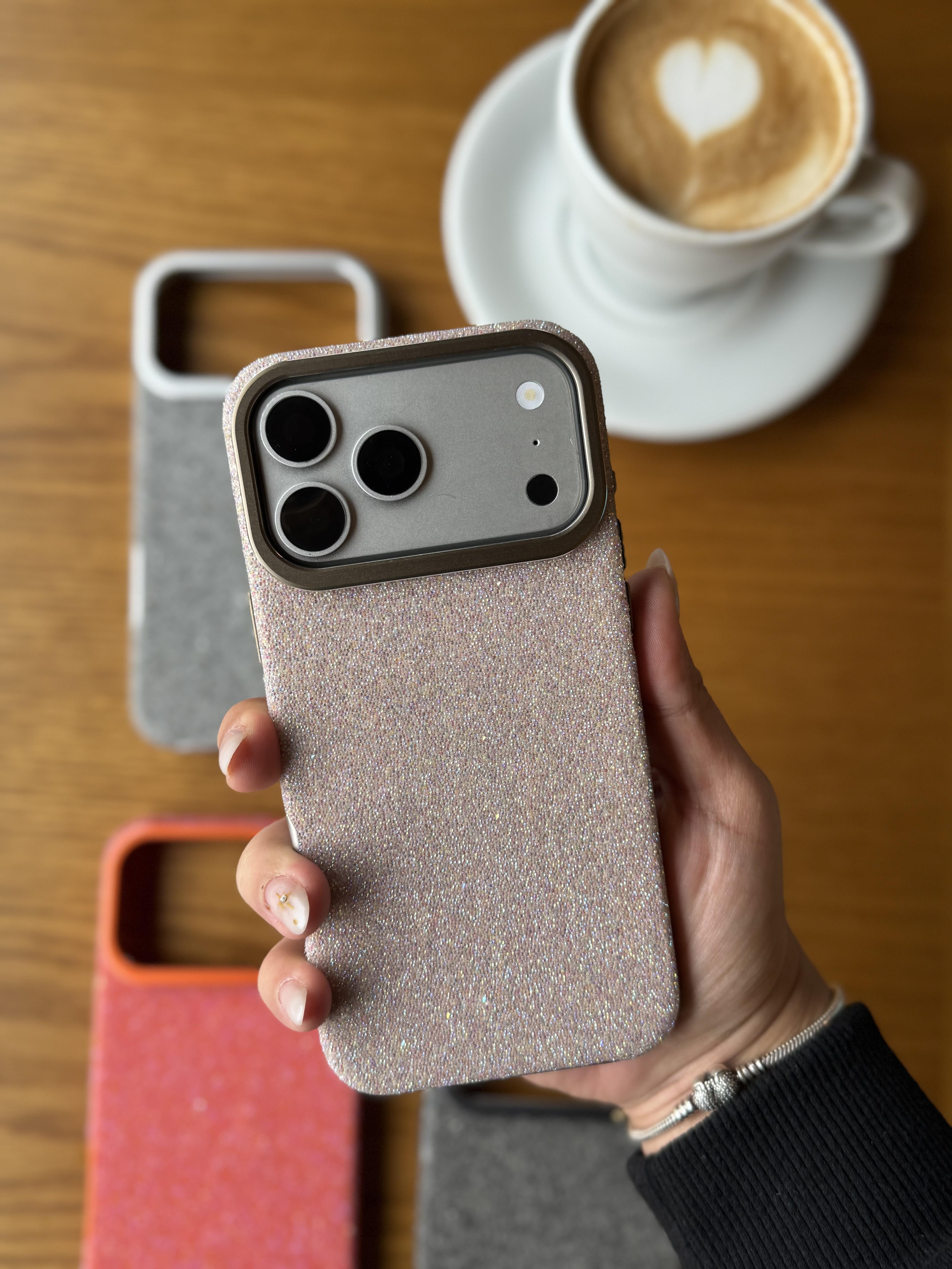 Glitter Serisi iPhone Telefon Kılıfı Kum Pembe