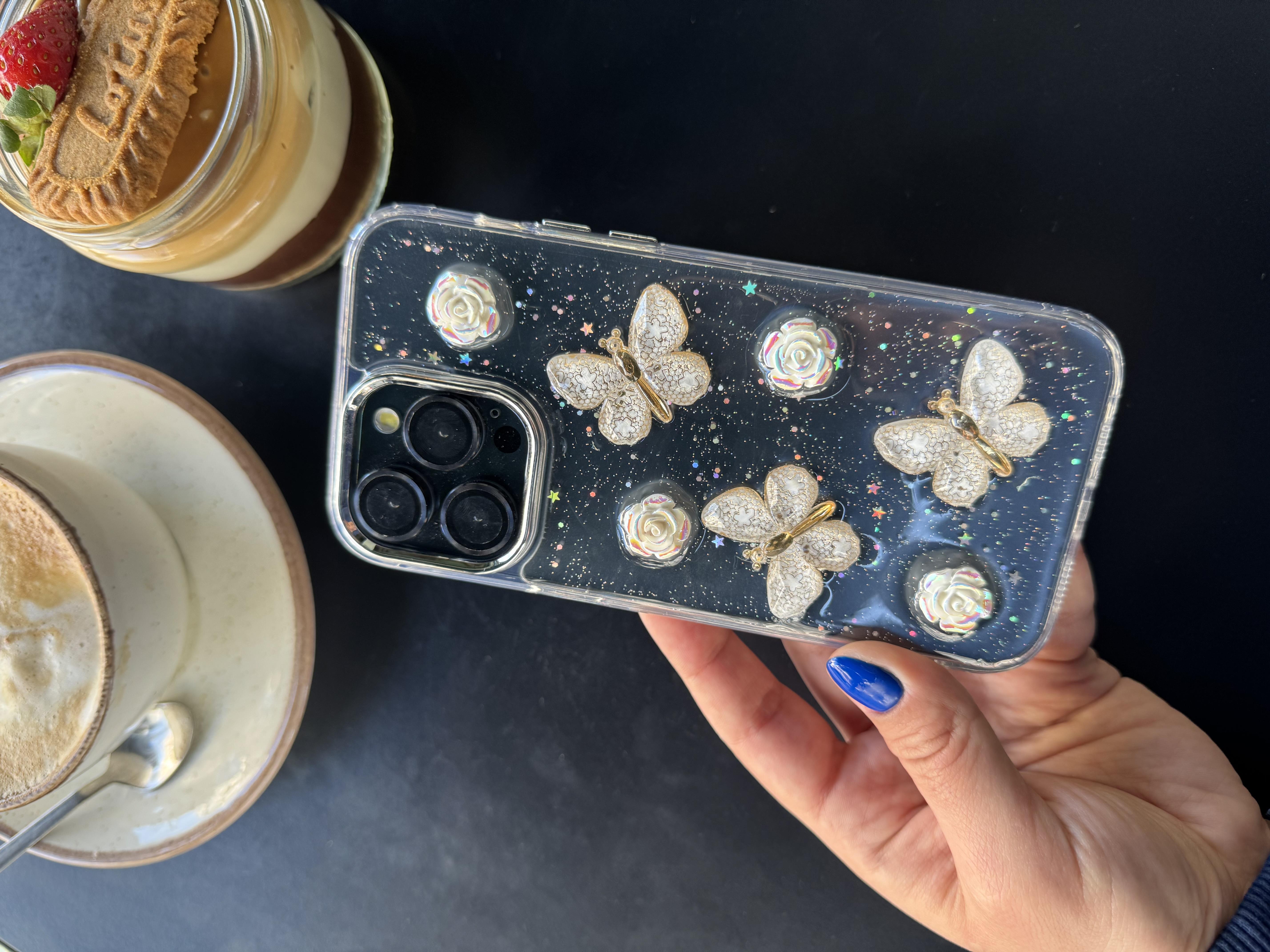 Gold Kelebek İphone Telefon Kılıfı 