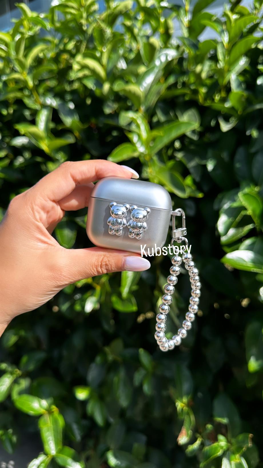 Gümüş Renk Ayıcık Airpods Kılıfı