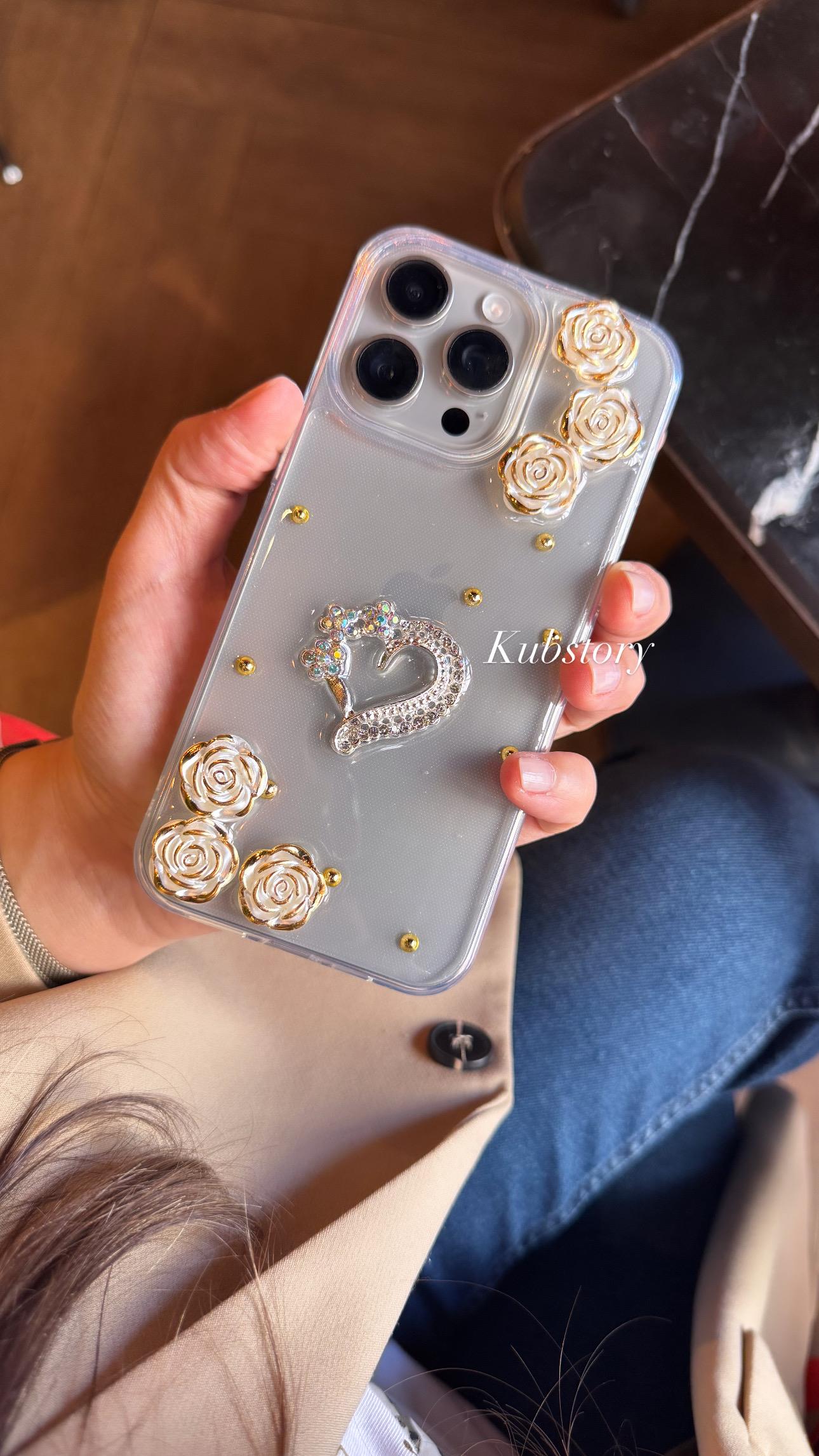 Heart Rose İphone Telefon Kılıfı Gold