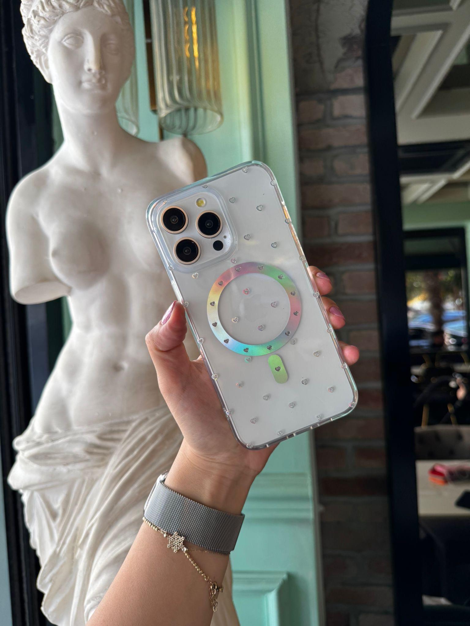 Hologramlı Magsafeli İphone Telefon Kılıfı Kalp