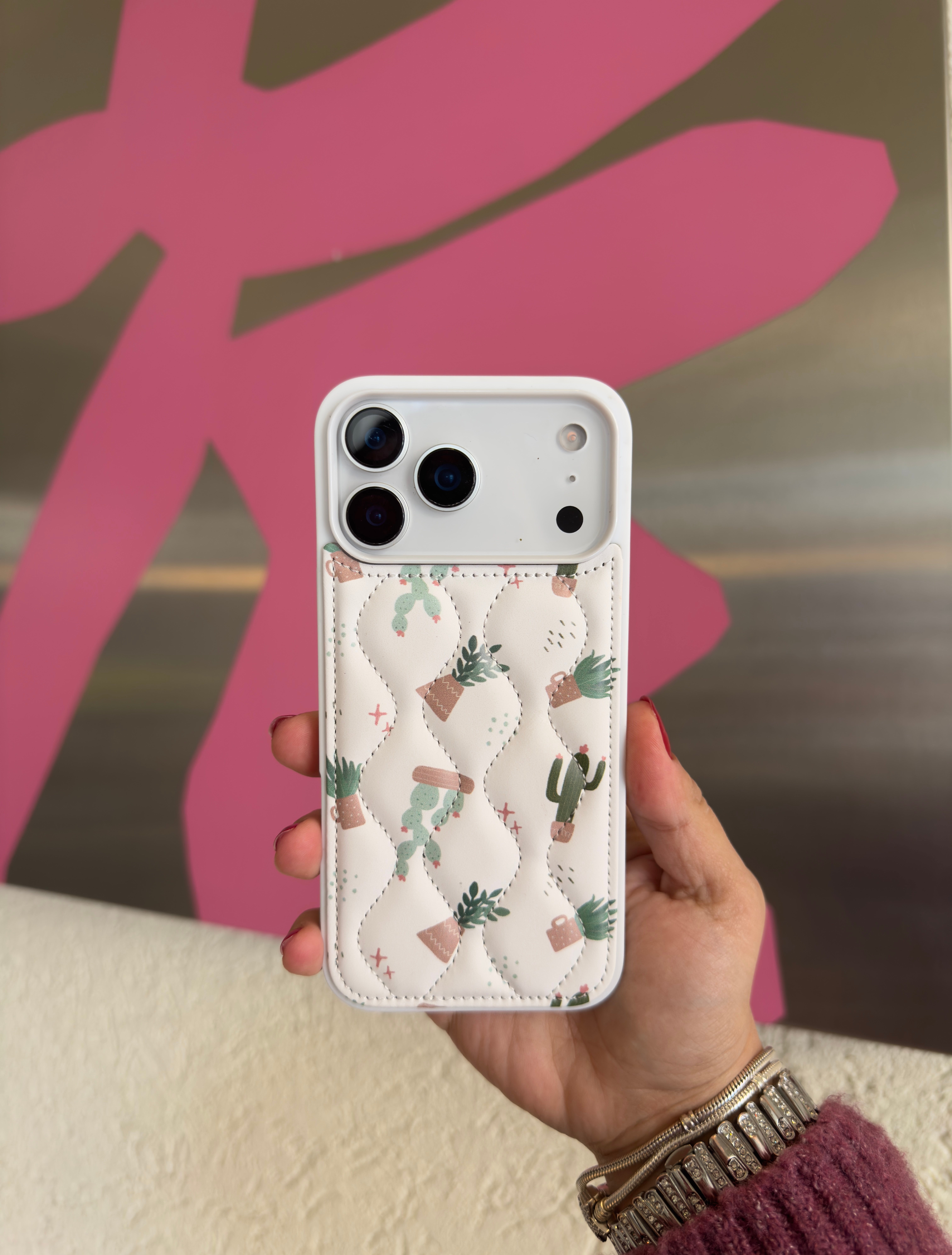 Kaktüs Desenli Puf İphone Telefon Kılıfı 