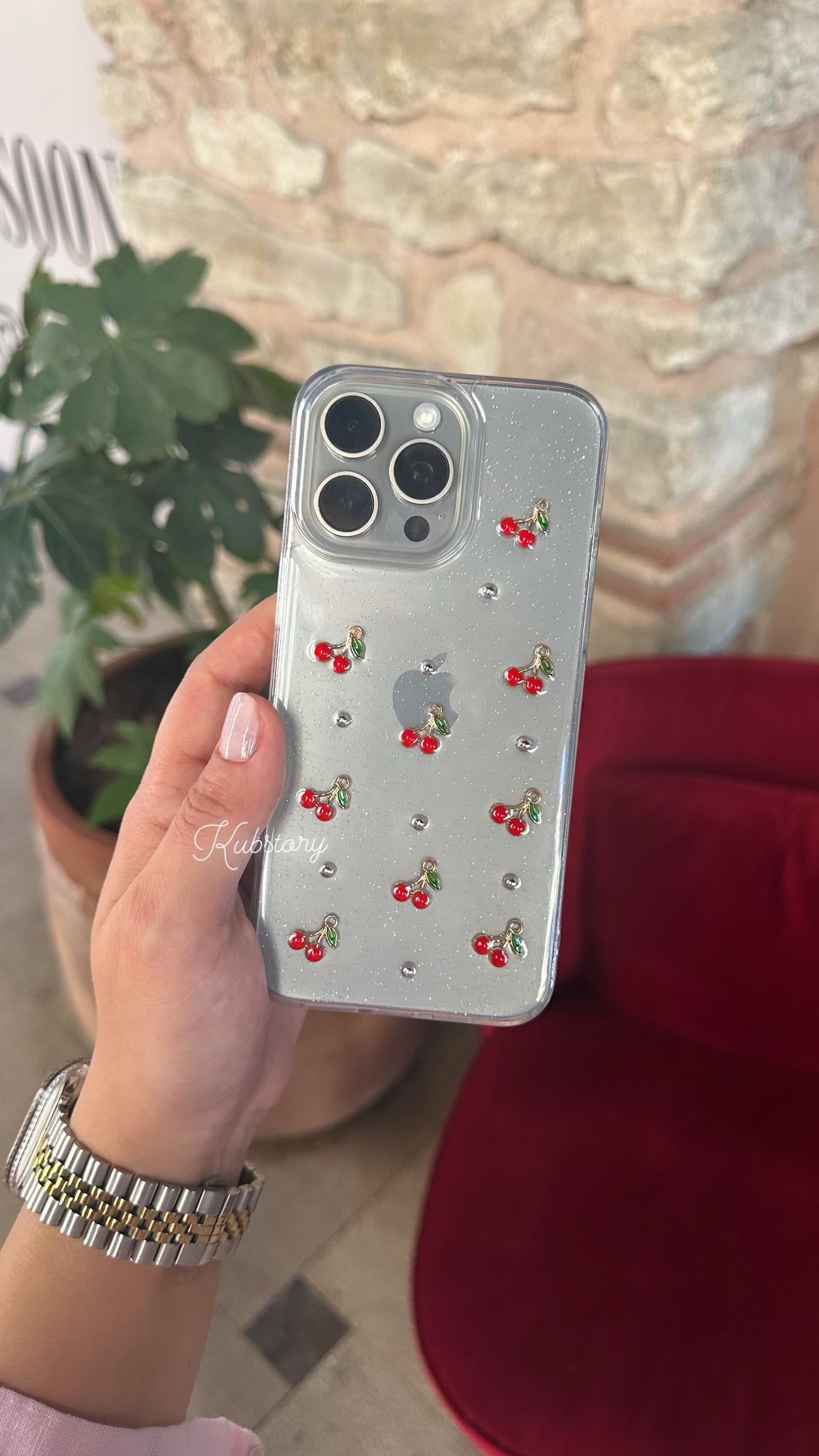 Kiraz Detaylı İphone Telefon Kılıfı