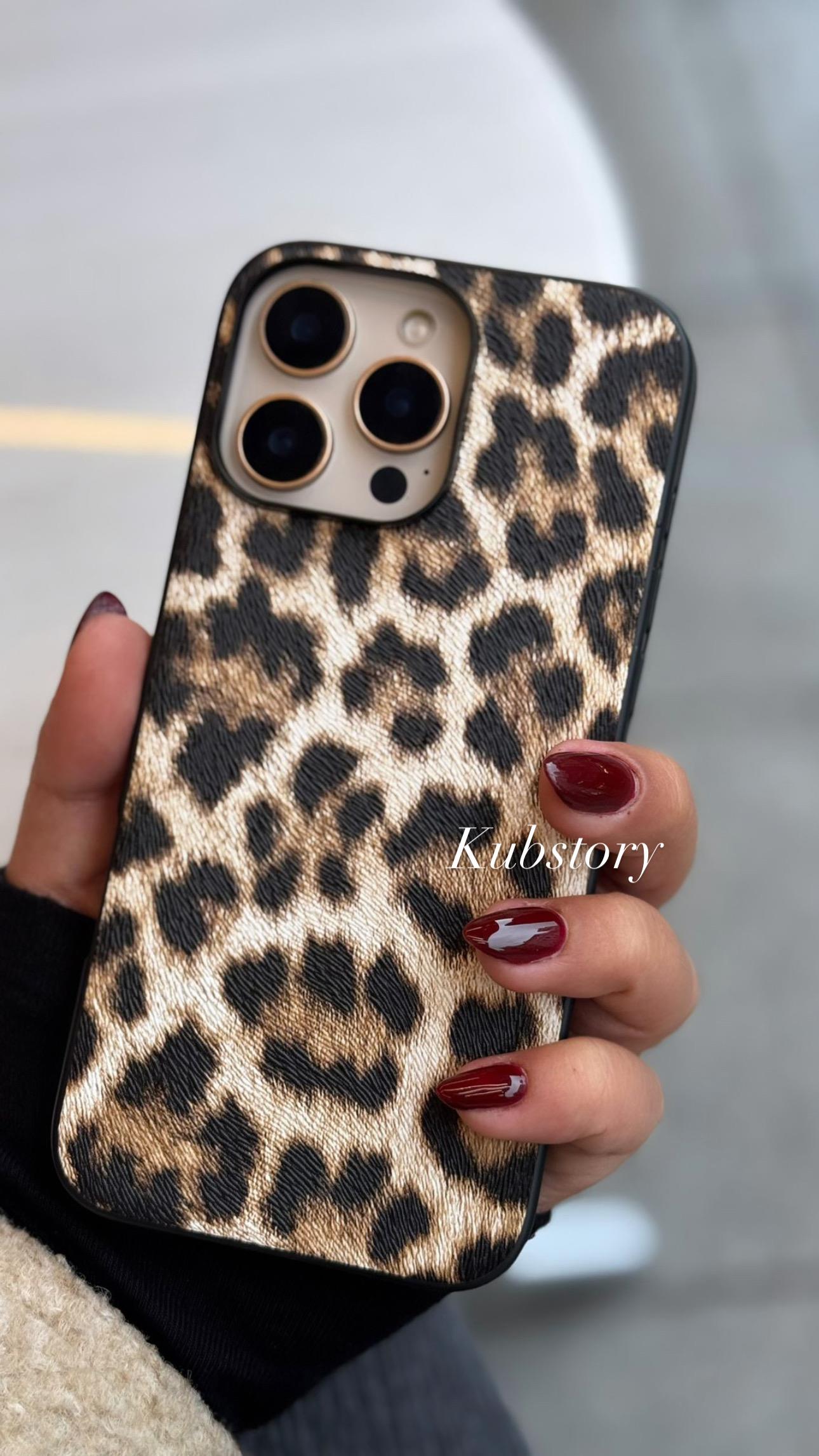 Leopar İphone Telefon Kılıfı Deri