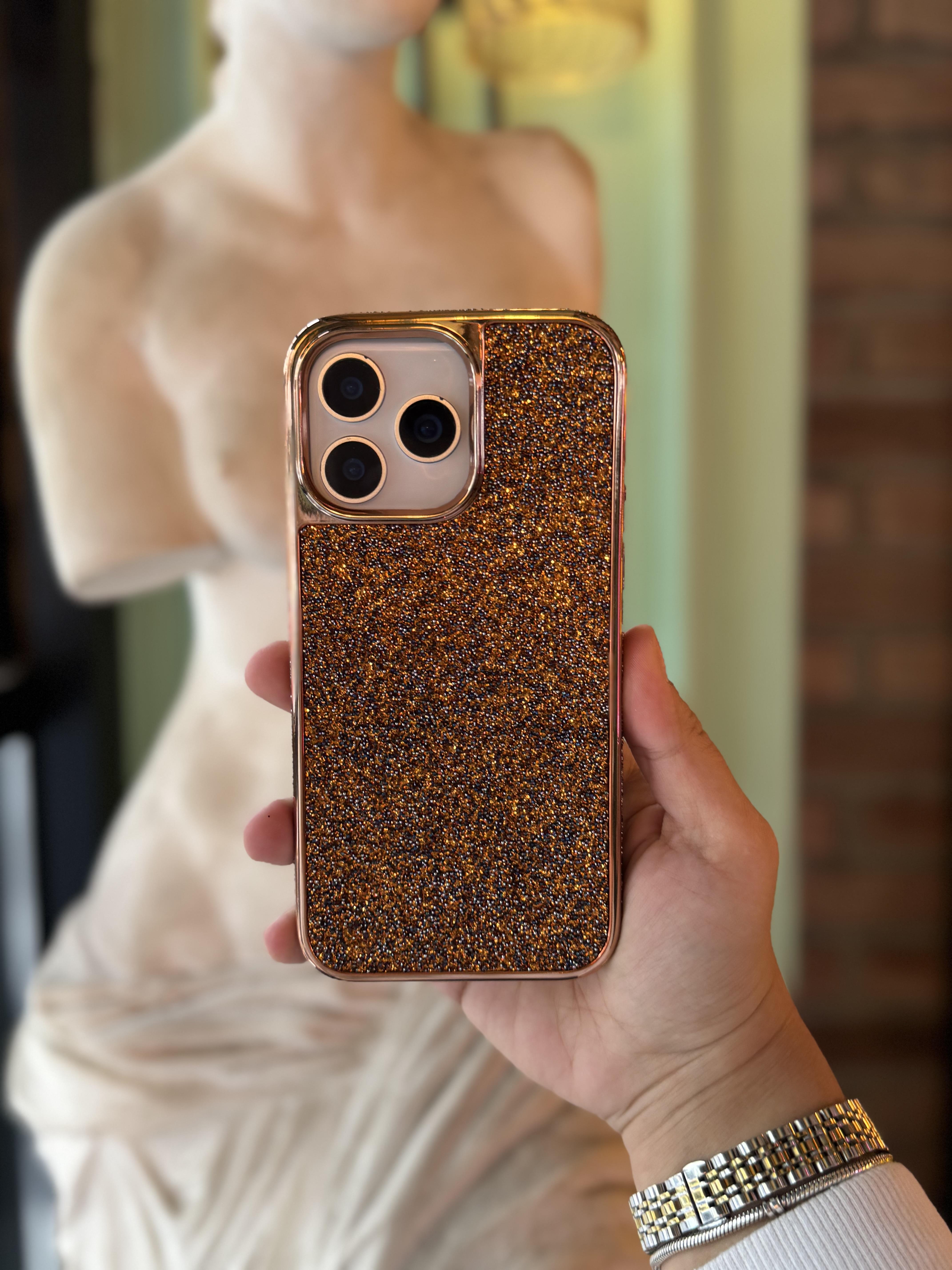 Lüx Simli  Detaylı İphone Telefon Kılıfı Rose Gold