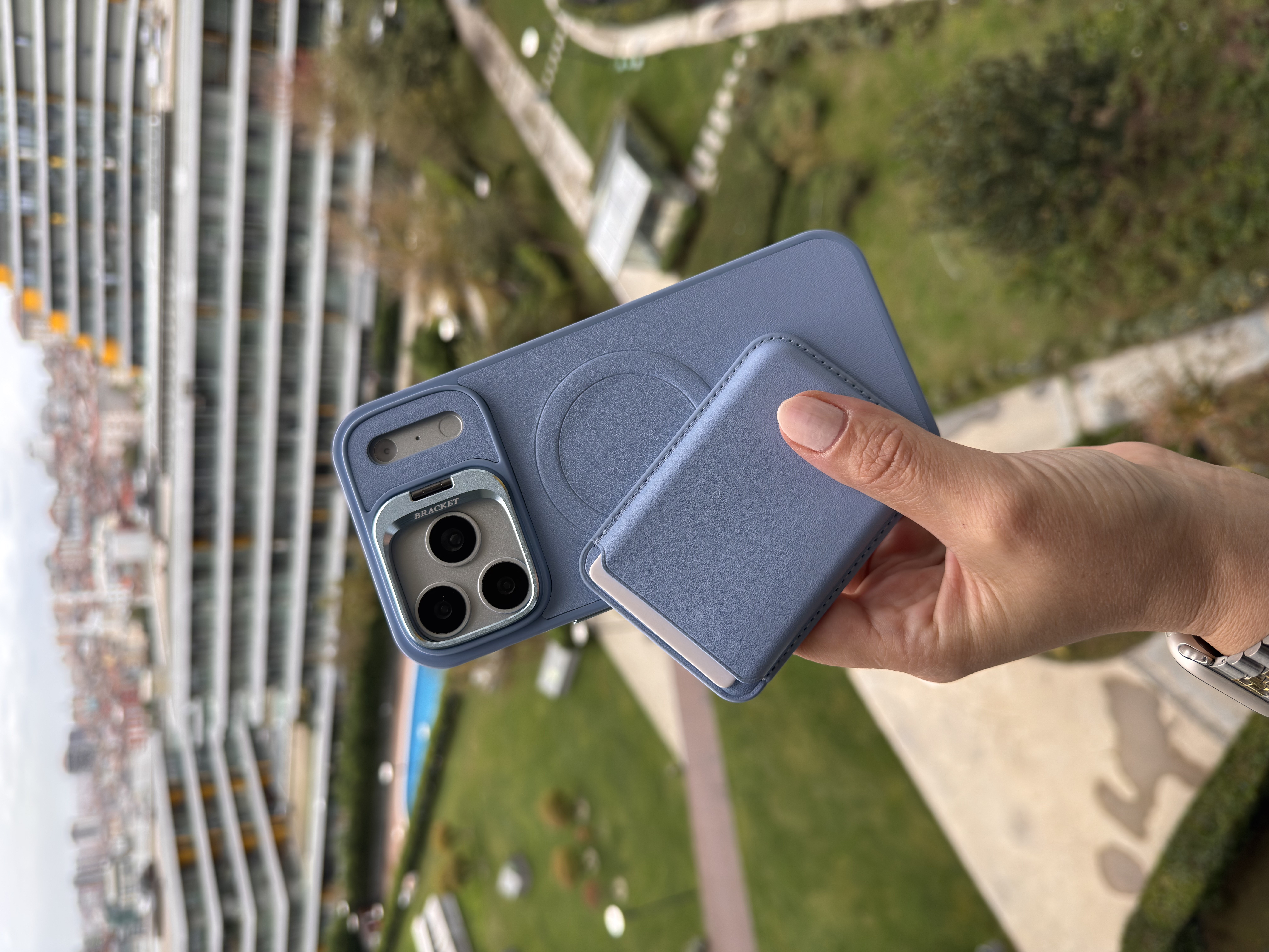 MagSafe Uyumlu Kartlıklı İphone Telefon Kılıfı Buzul Mavi