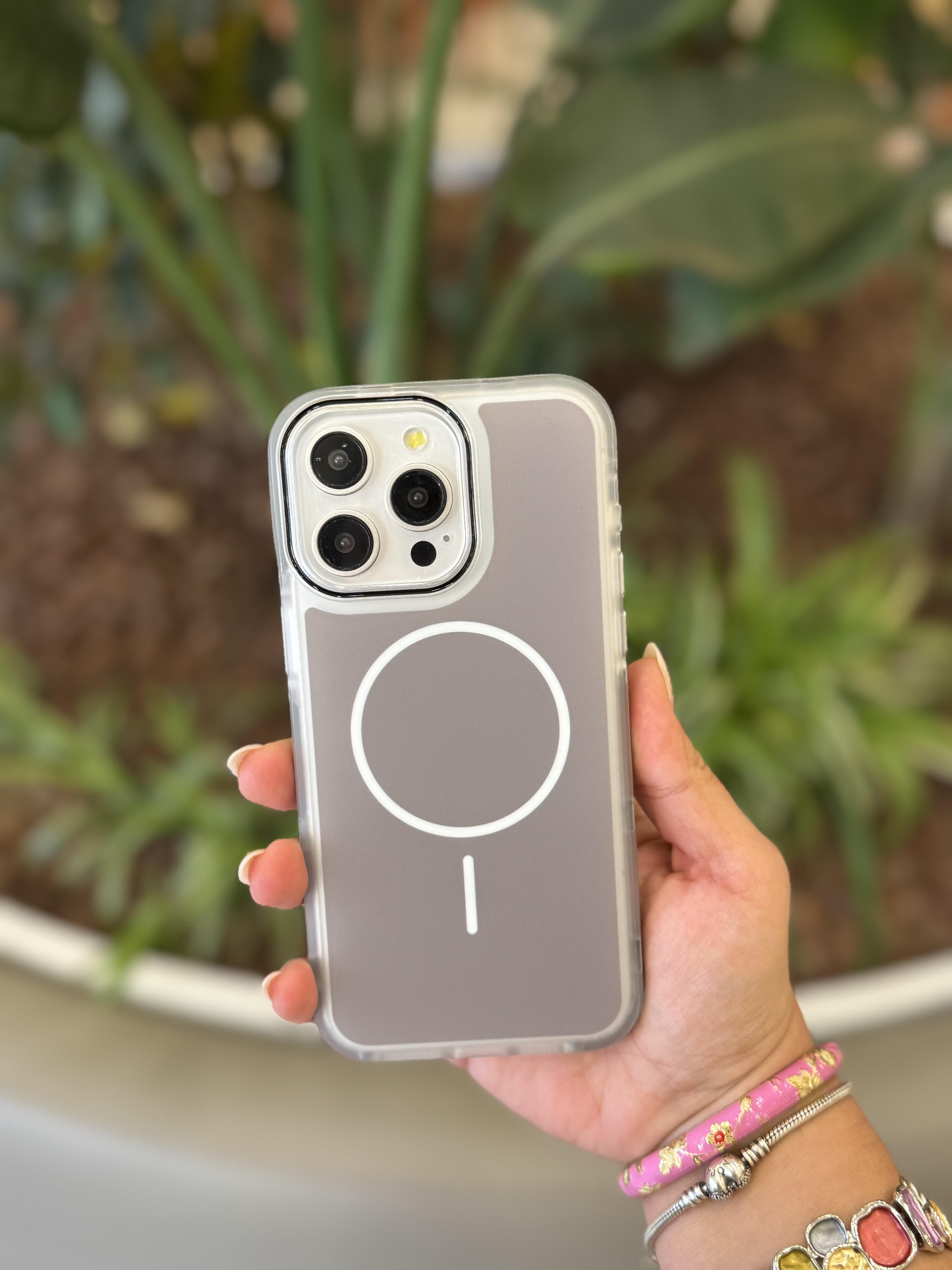 Magsafe Uyumlu Renkli İphone Telefon Kılıfı Gri