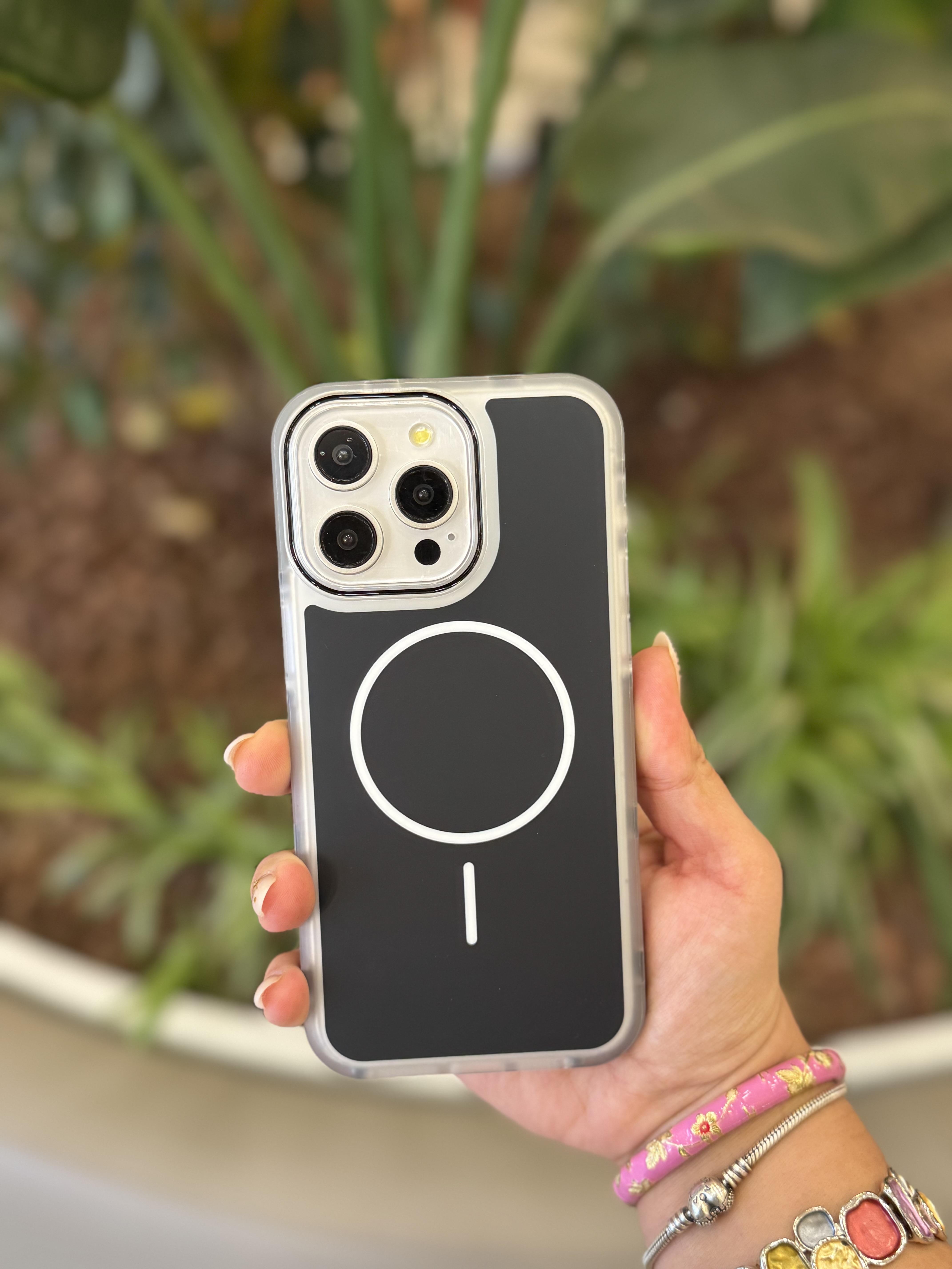 Magsafe Uyumlu Renkli İphone Telefon Kılıfı Siyah