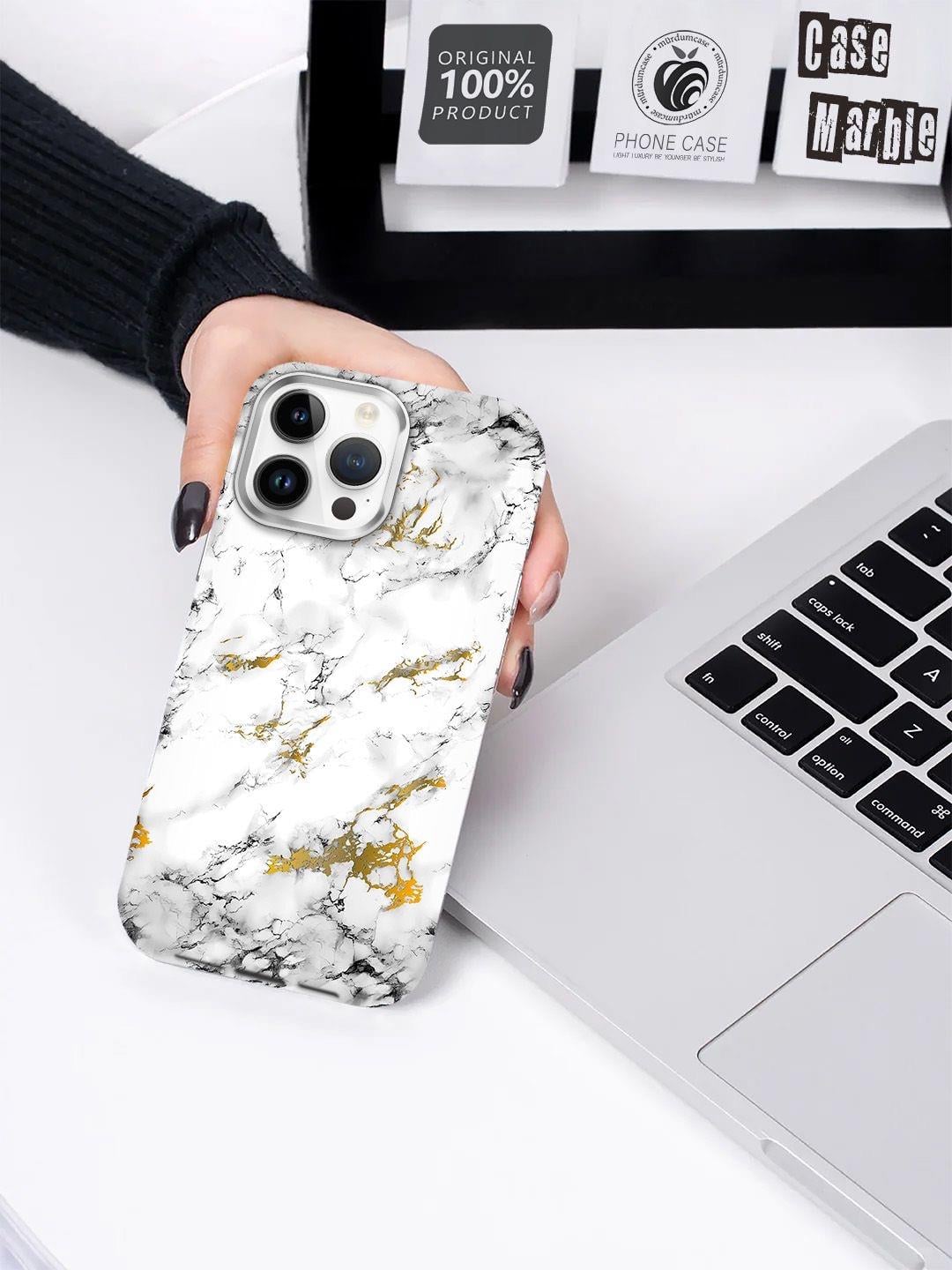 Marble Mermer Desen Luxury Kılıf Gold Beyaz