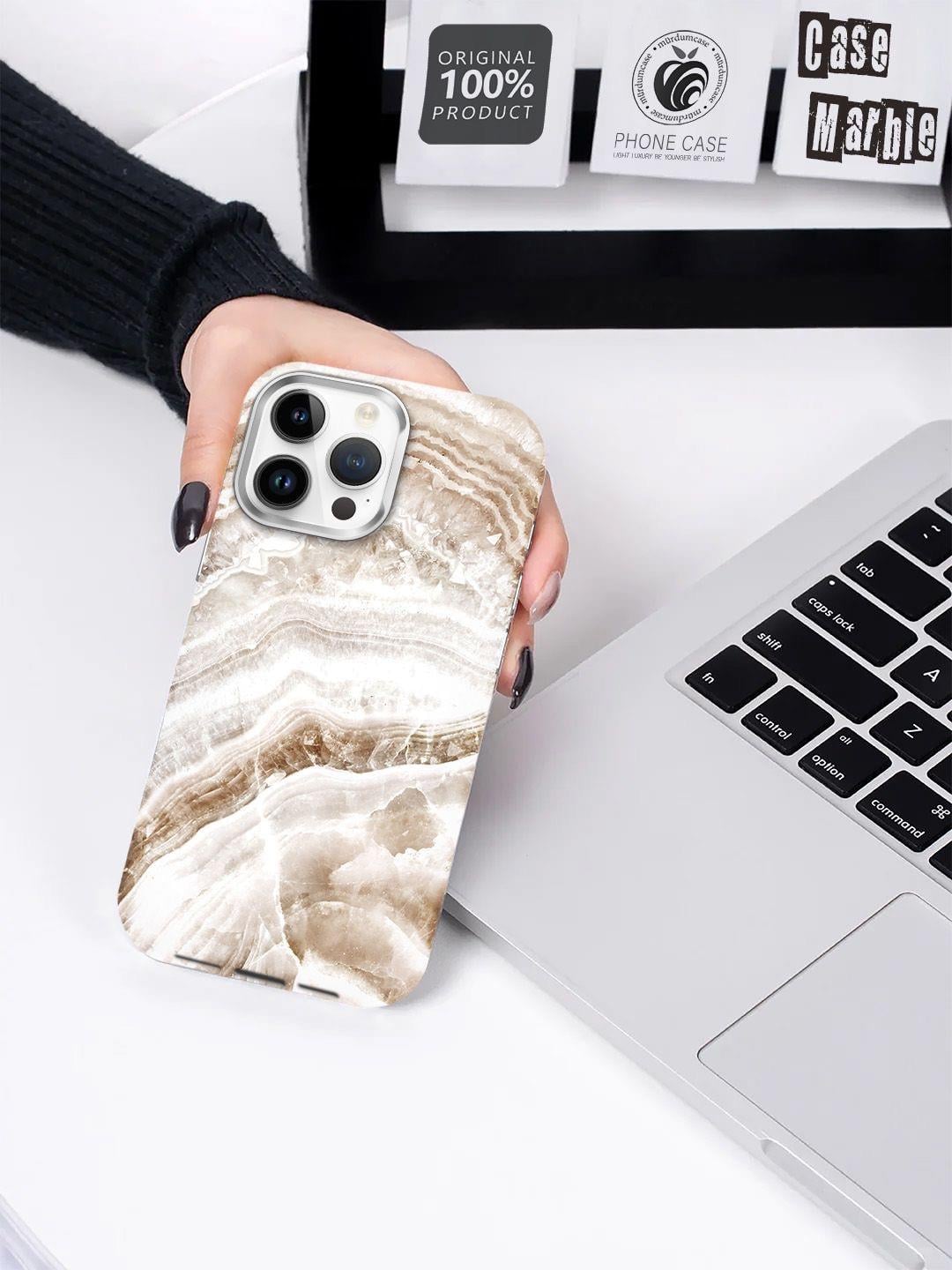 Marble Mermer Desen Luxury Kılıf Krem Kahve