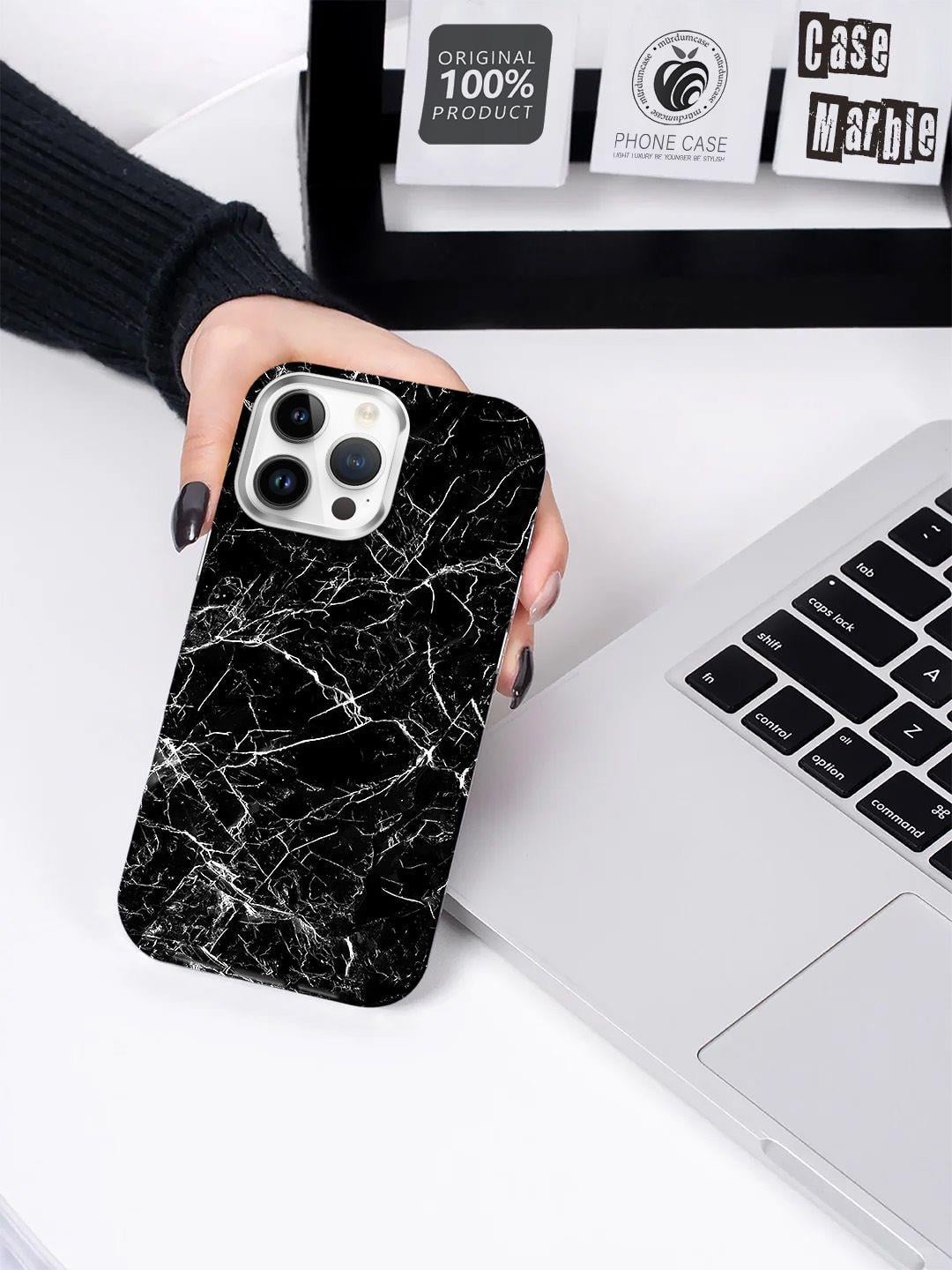 Marble Mermer Desen Luxury Kılıf Siyah Beyaz