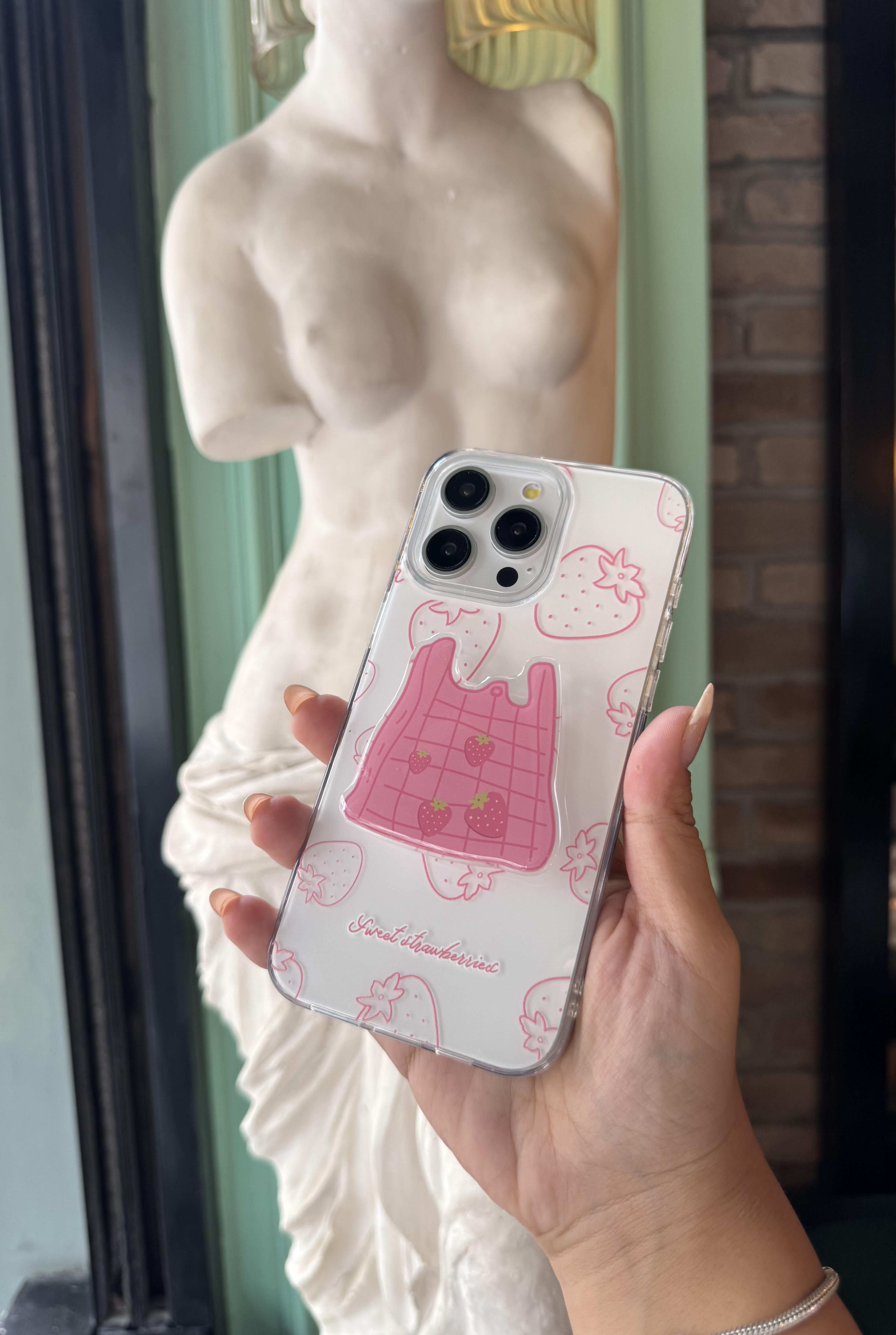 Pop Socket İphone Telefon Kılıfı Strawberry