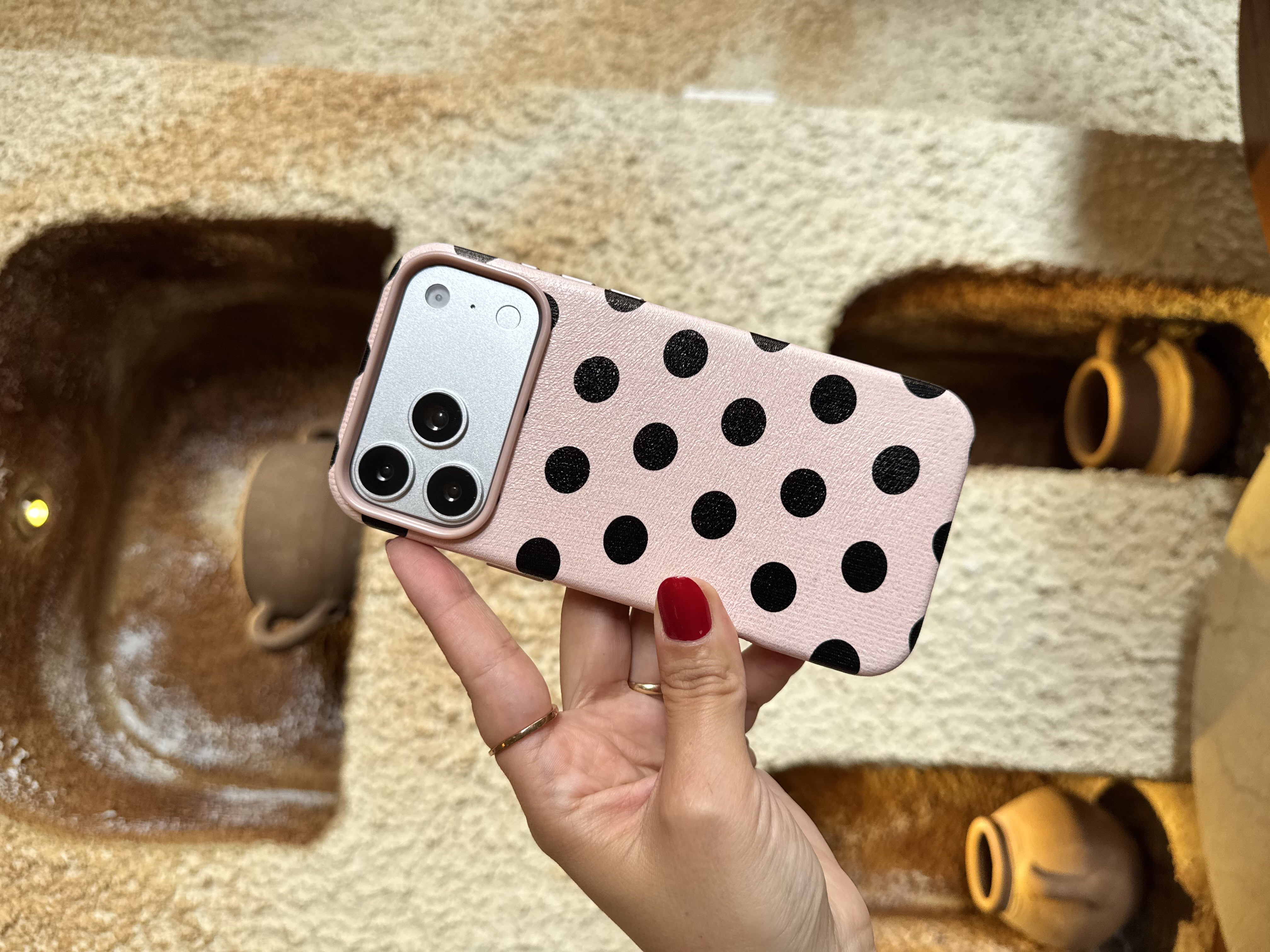 Puantiye İphone Telefon Kılıfı Pembe