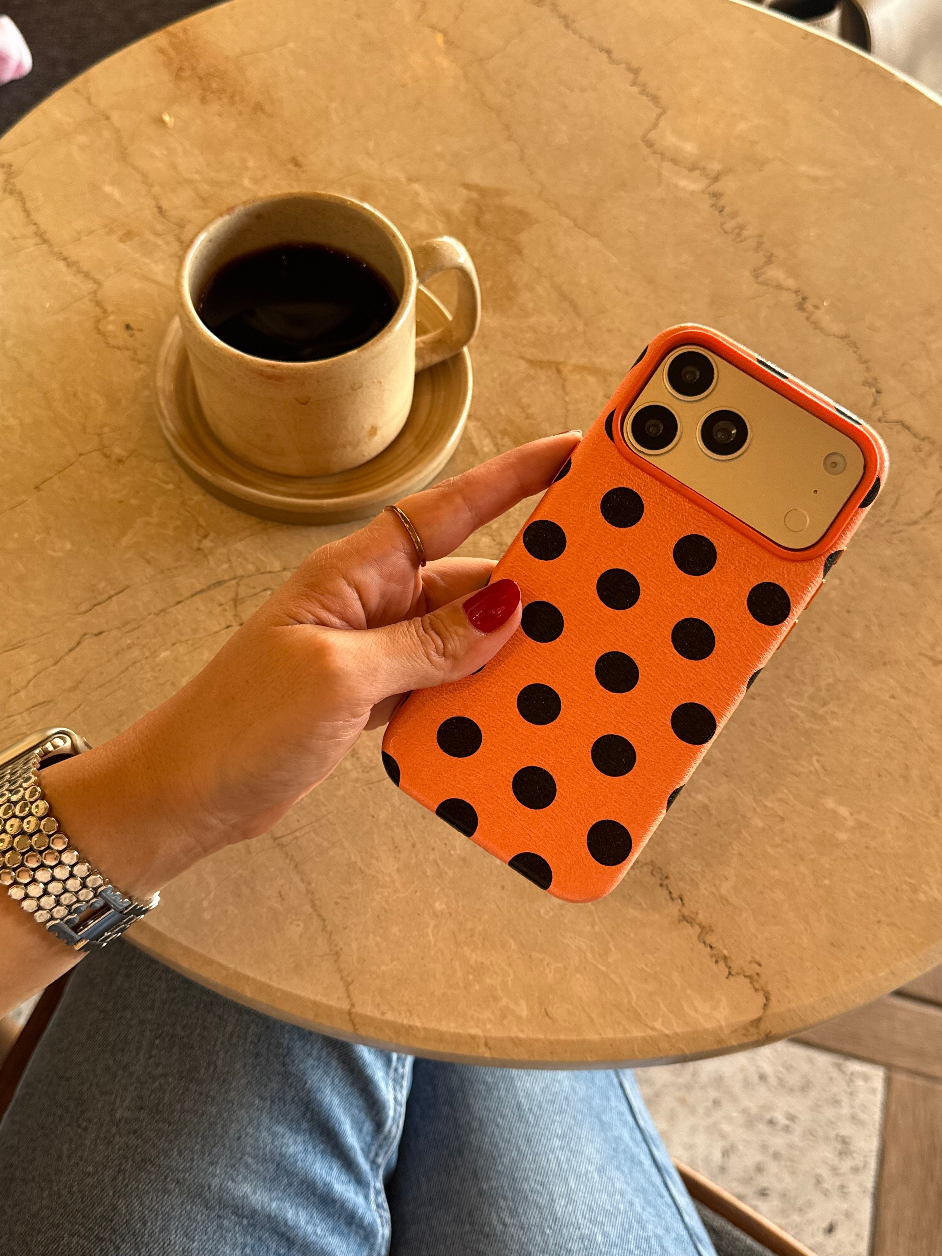 Puantiye İphone Telefon Kılıfı Turuncu