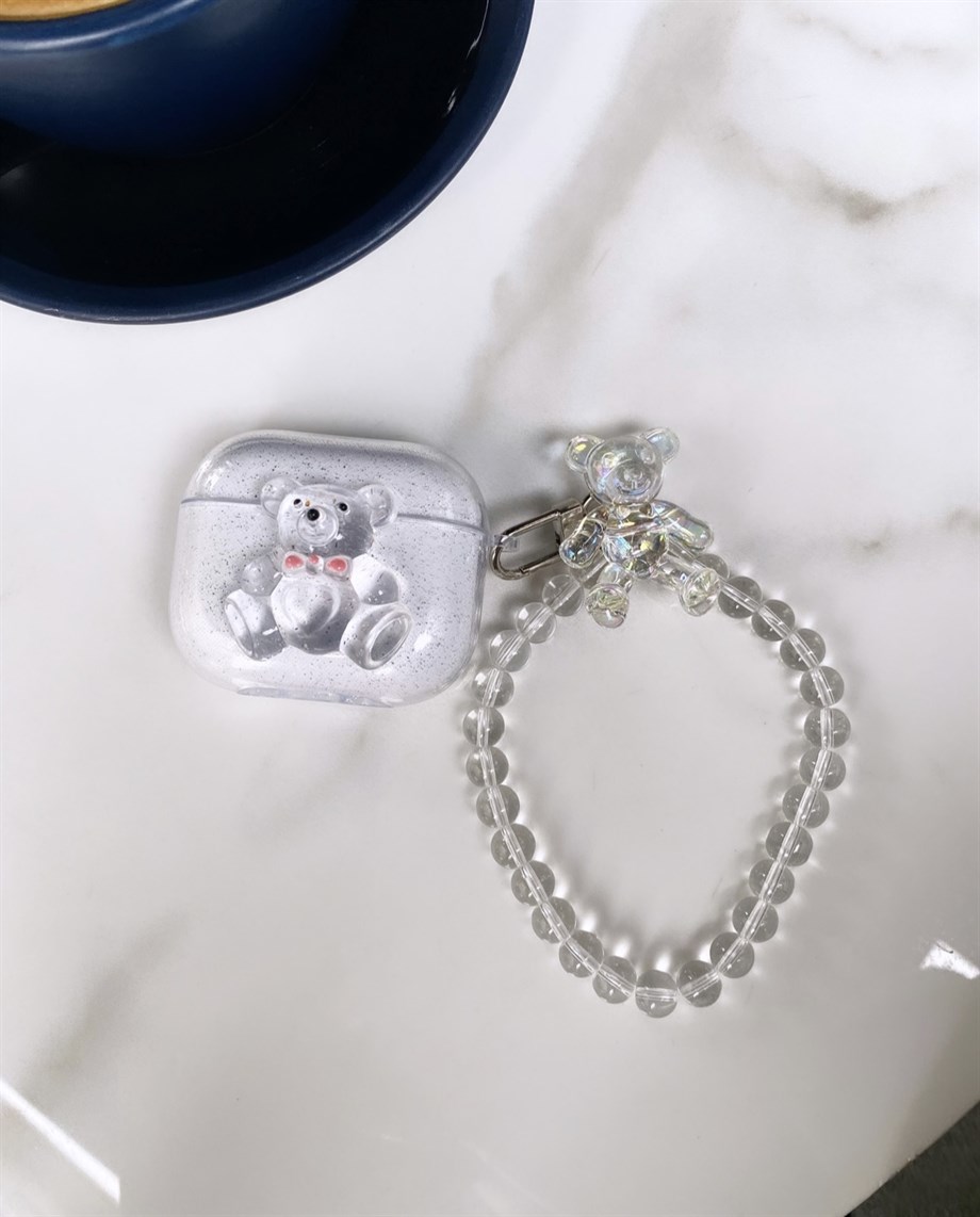 Şeffaf Ayıcık Airpods Kılıfı