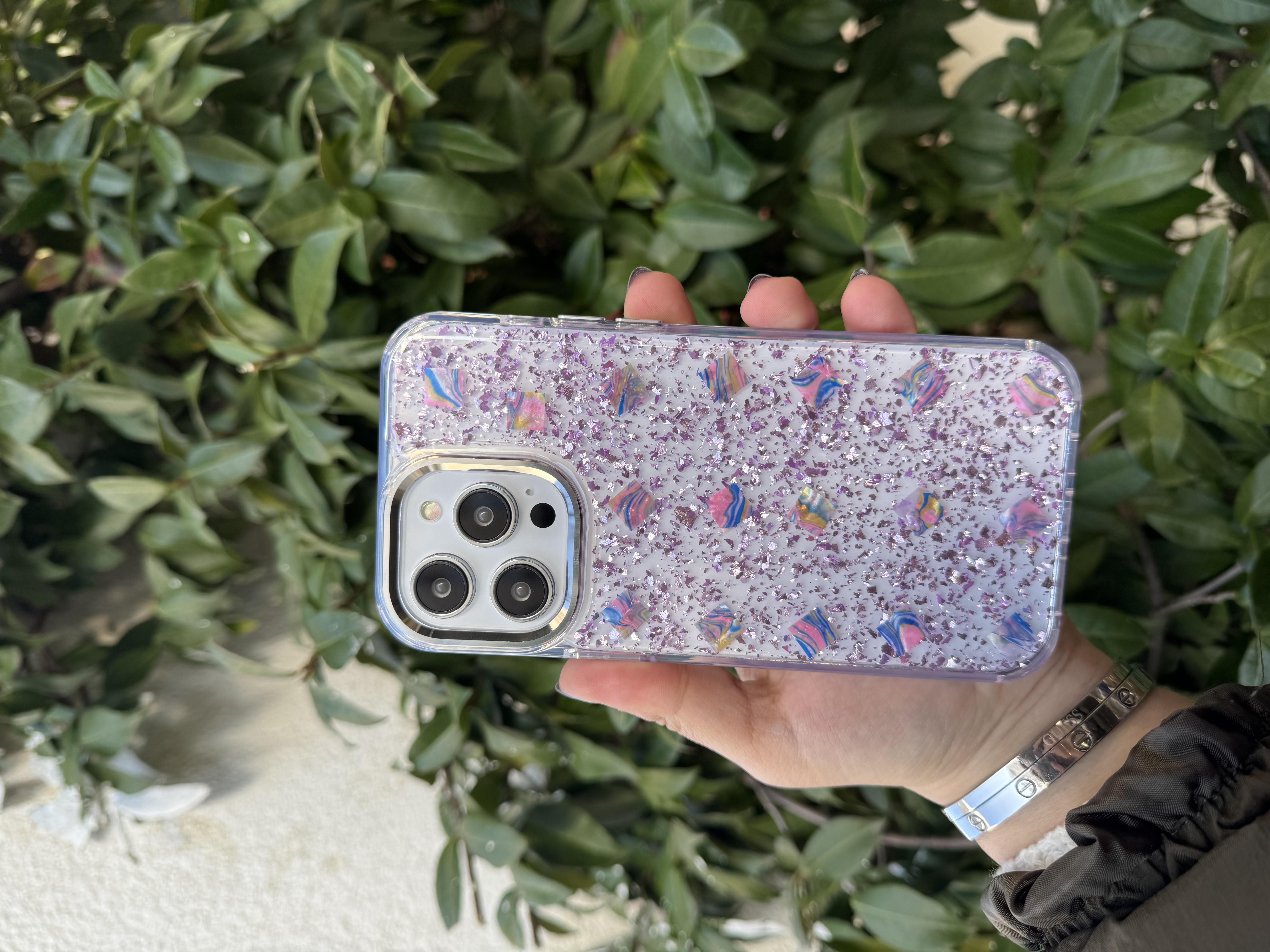 Sim Parçacıklı İphone Telefon Kılıfı Lila