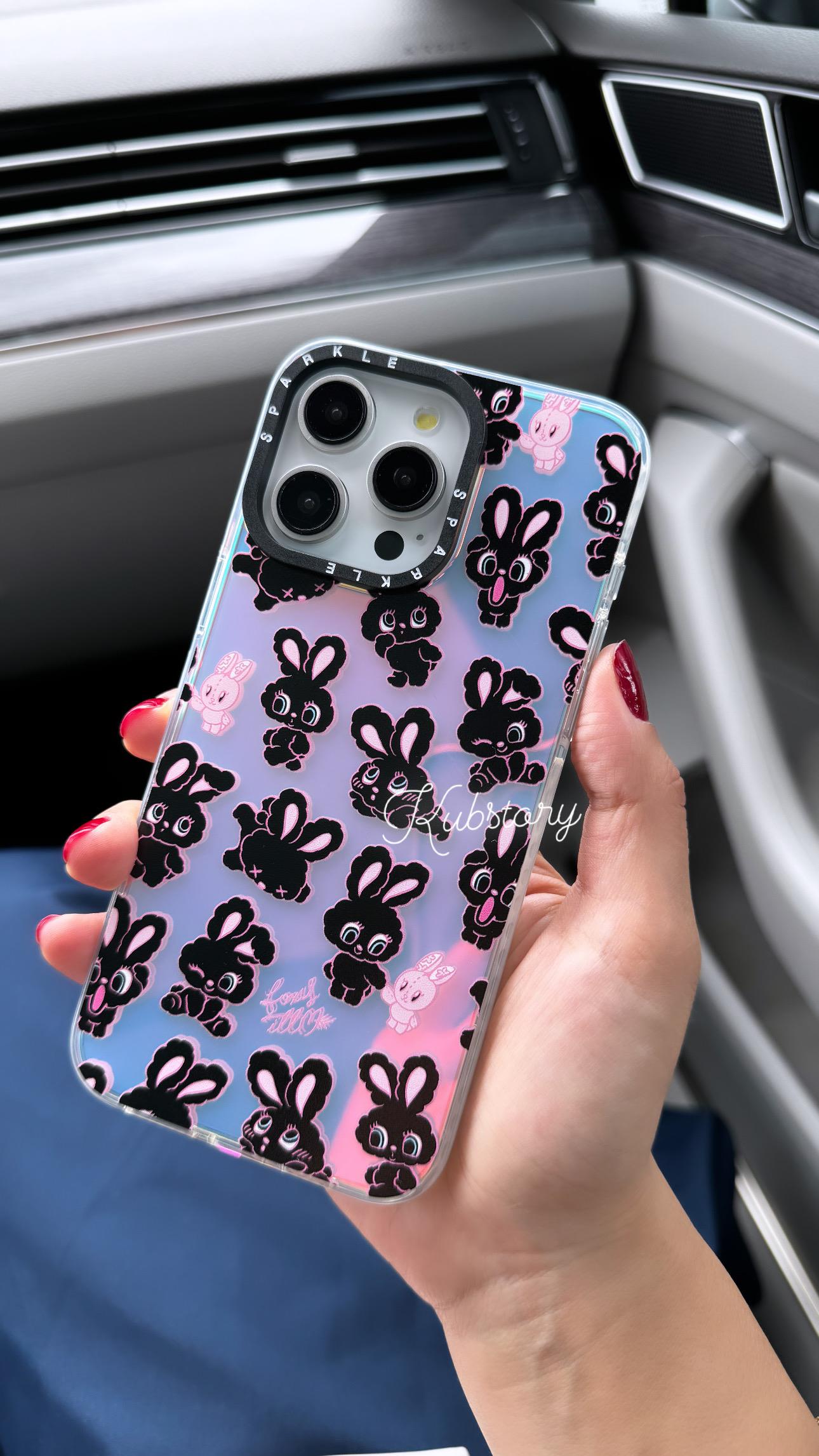 Sparkle İphone Telefon Kılıfı Siyah Tavşan
