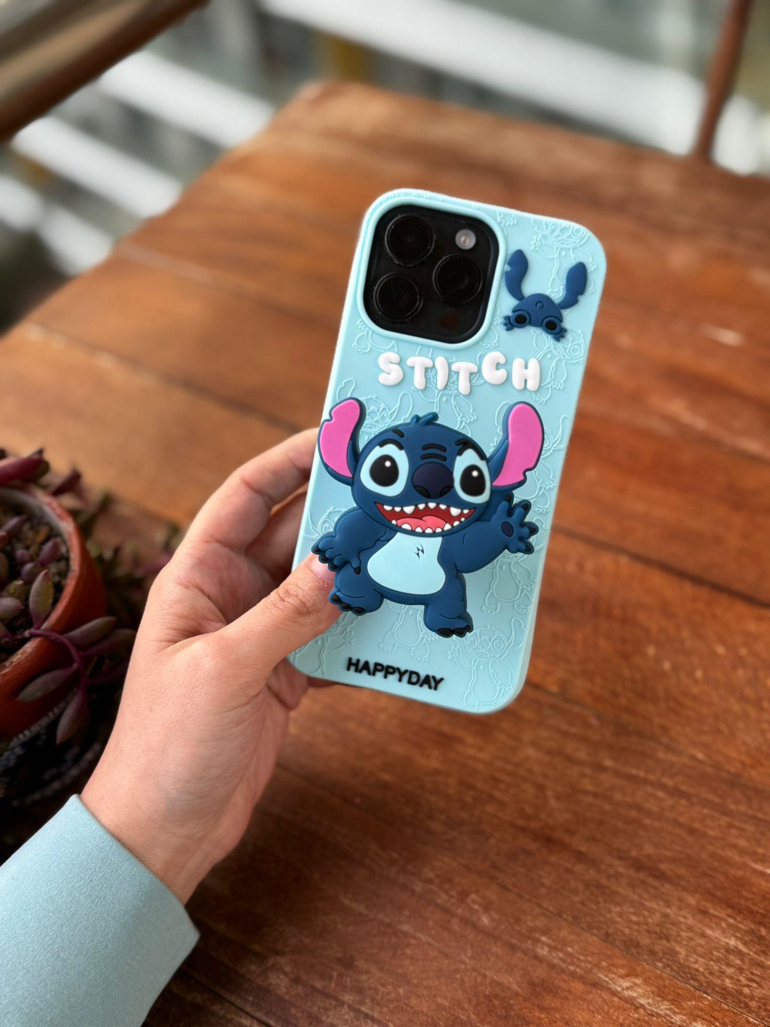 Stitch Popsocketli İphone Telefon Kılıfı Mavi