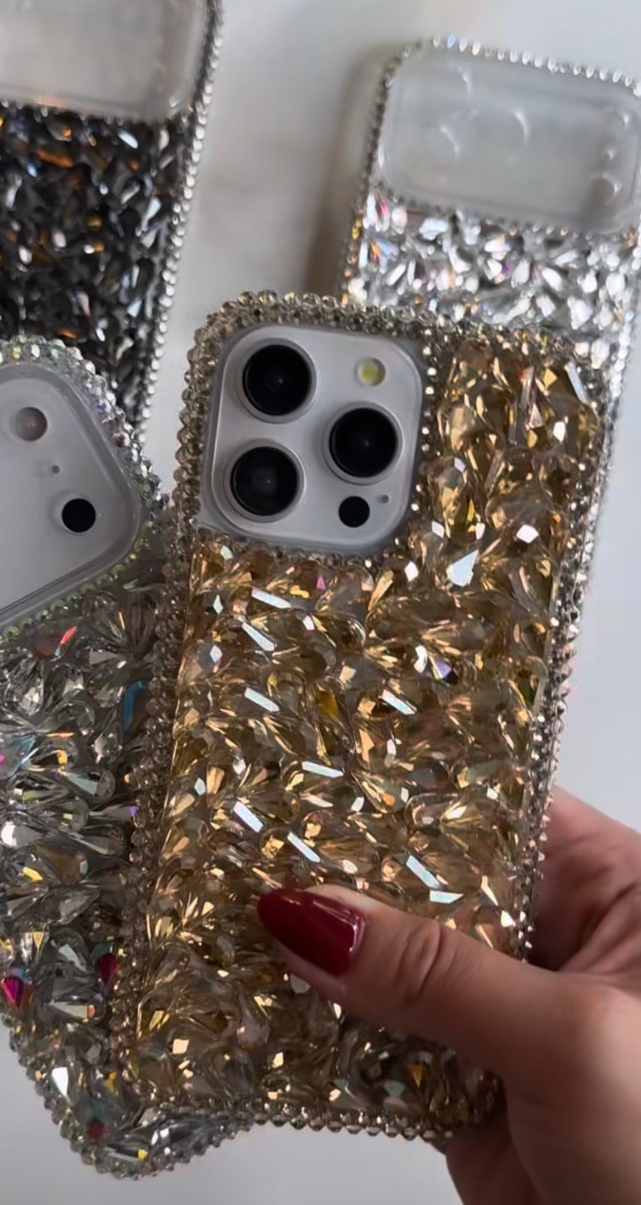 Swarovski Taşlı İphone Telefefon Kılıfı Gold