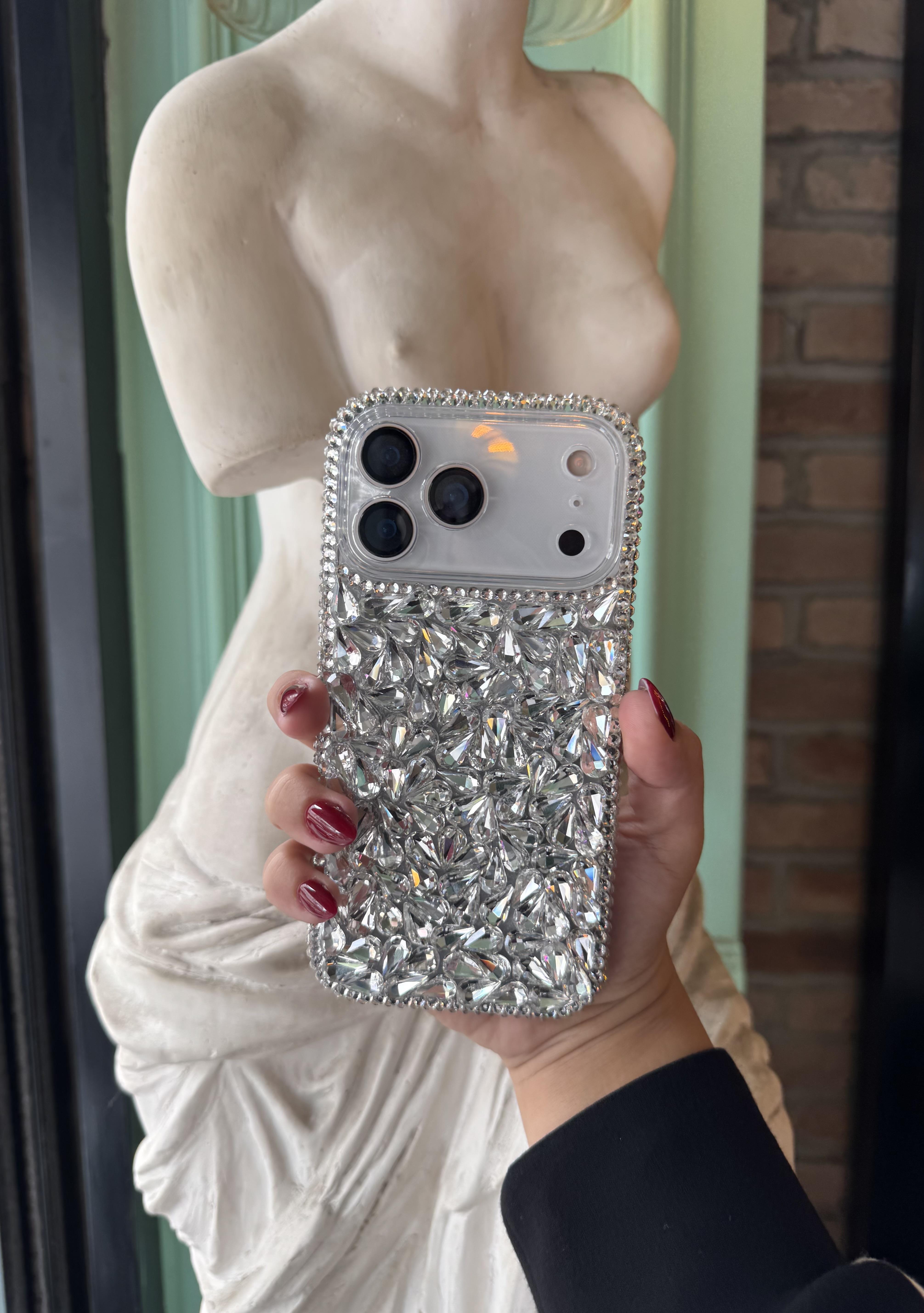 Swarovski Taşlı İphone Telefefon Kılıfı Gümüş