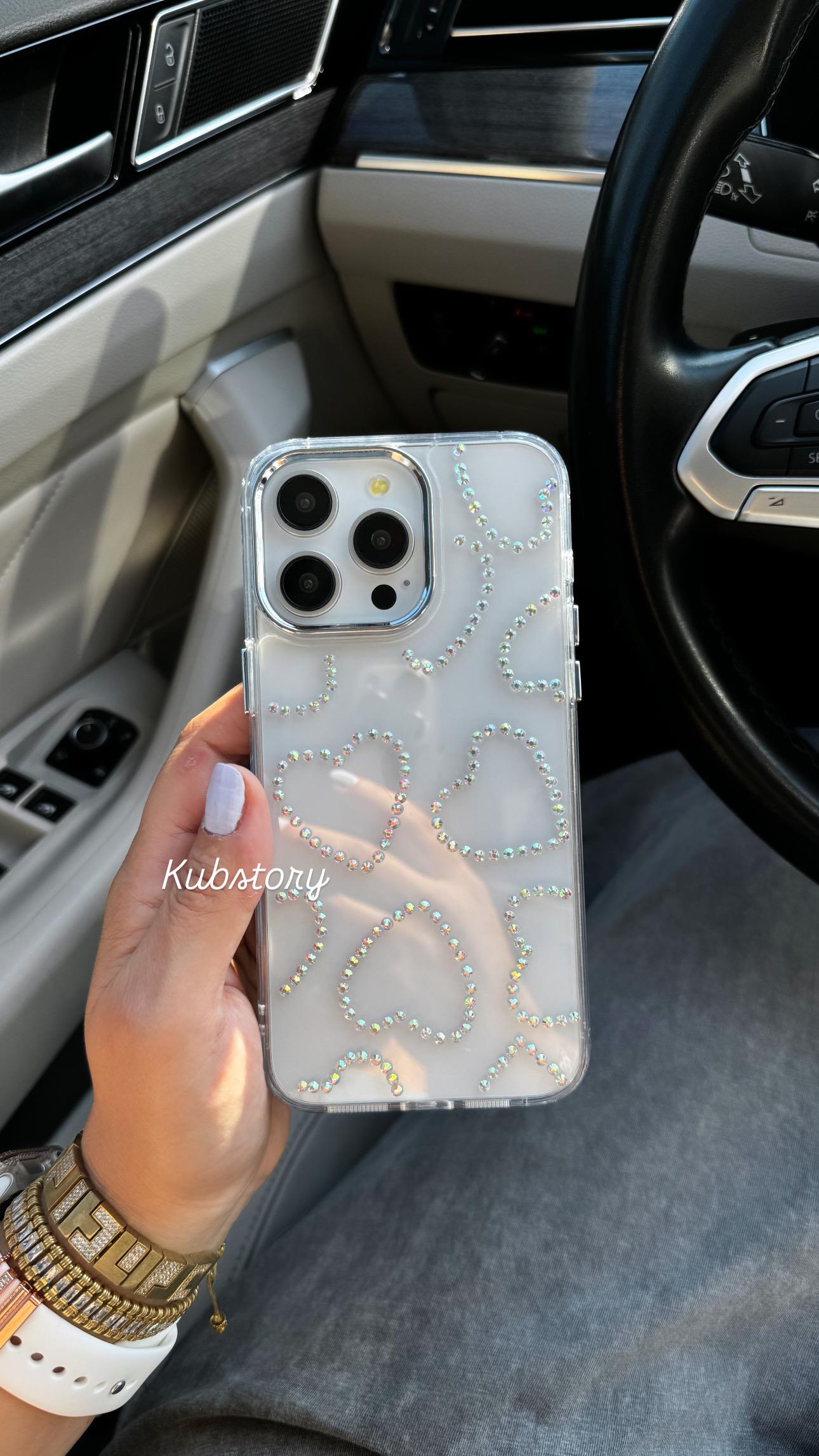 Taşlı Kalp İphone Telefon Kılıfı