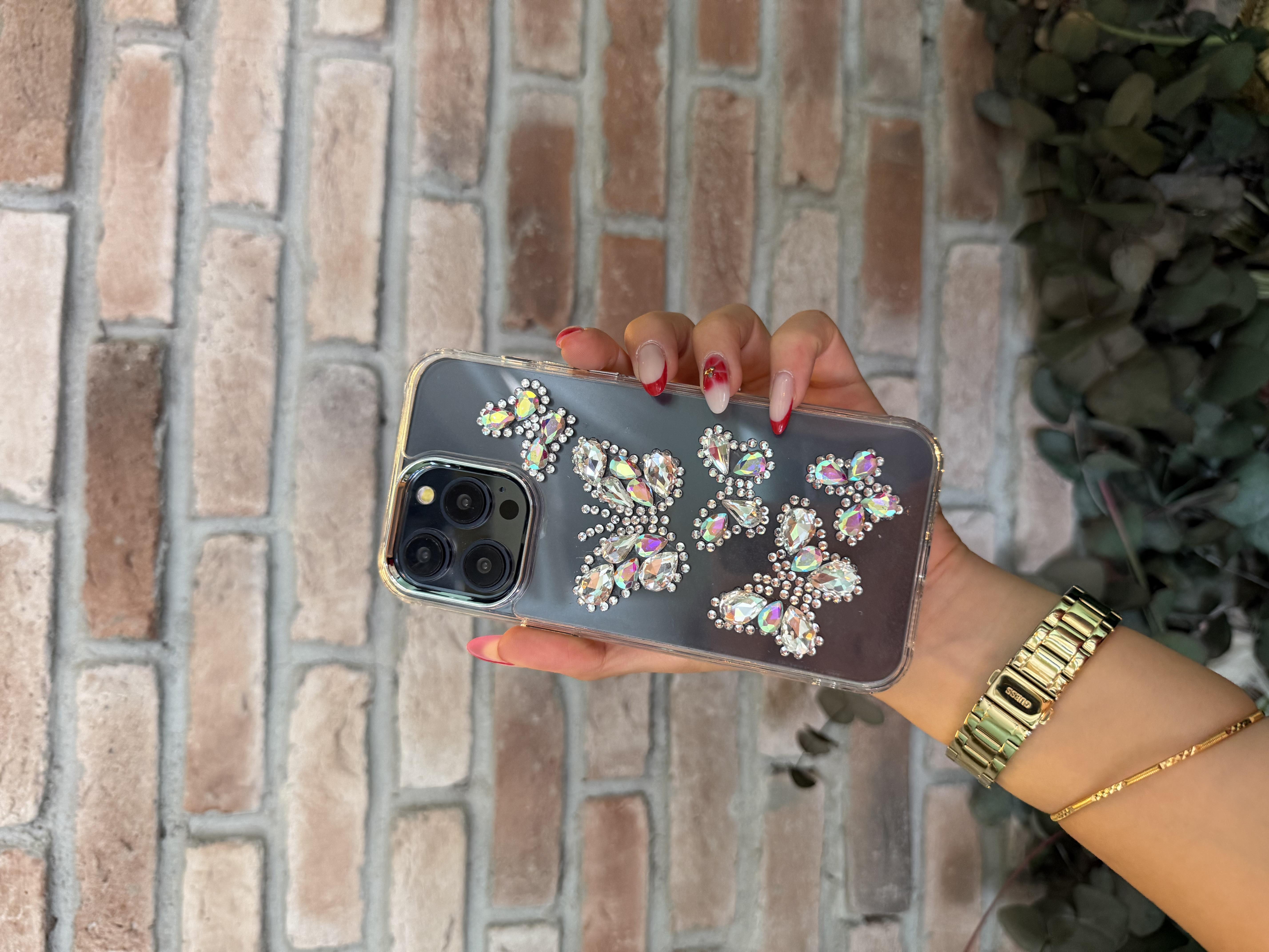 Taşlı Kelebekler İphone Telefon Kılıfı 