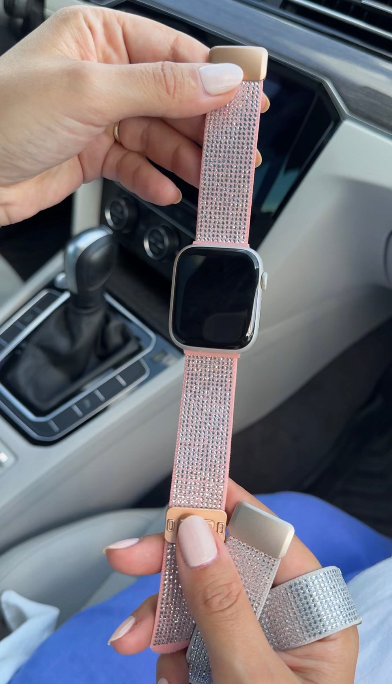 Taşlı Pembe Loop Applewatch Kordon 