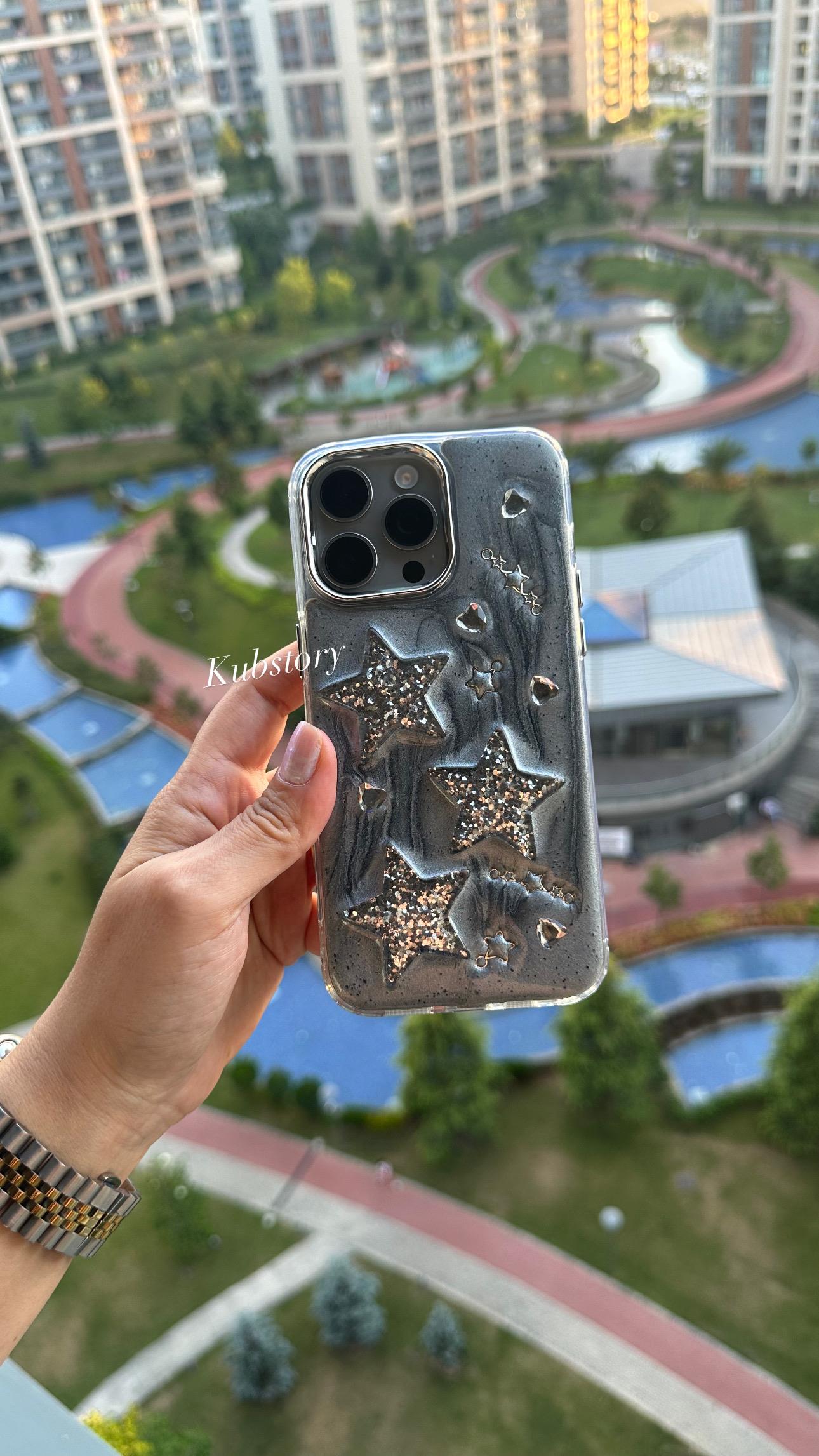 Yıldız İphone Telefon Kılıfı Gümüş