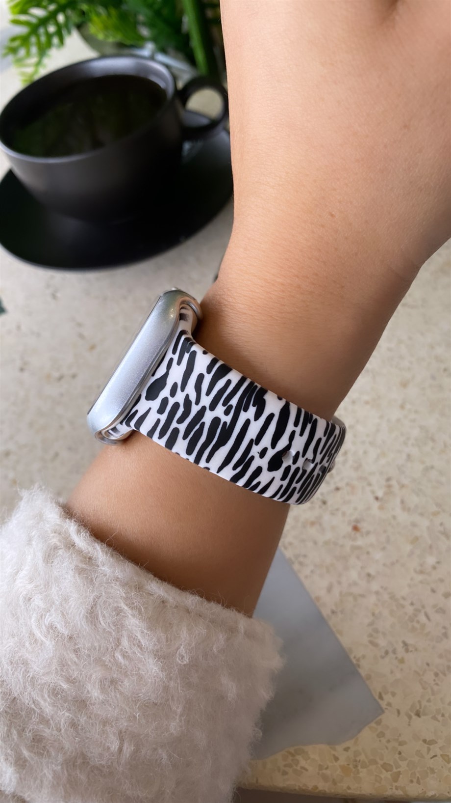 Zebra Desen Silikon Kordon