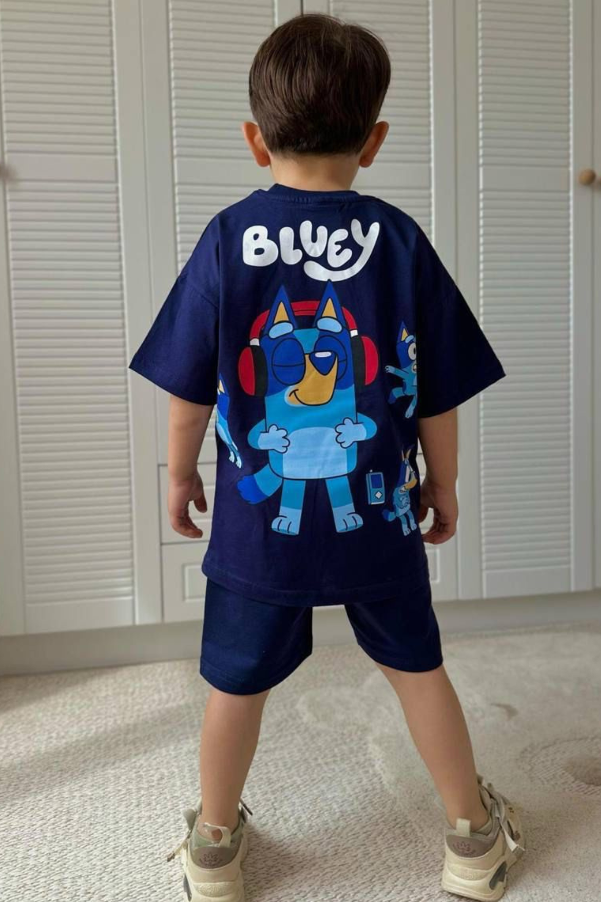   Erkek Çocuk Bluey Koyu Laci  Yaz Şortlu Takım  