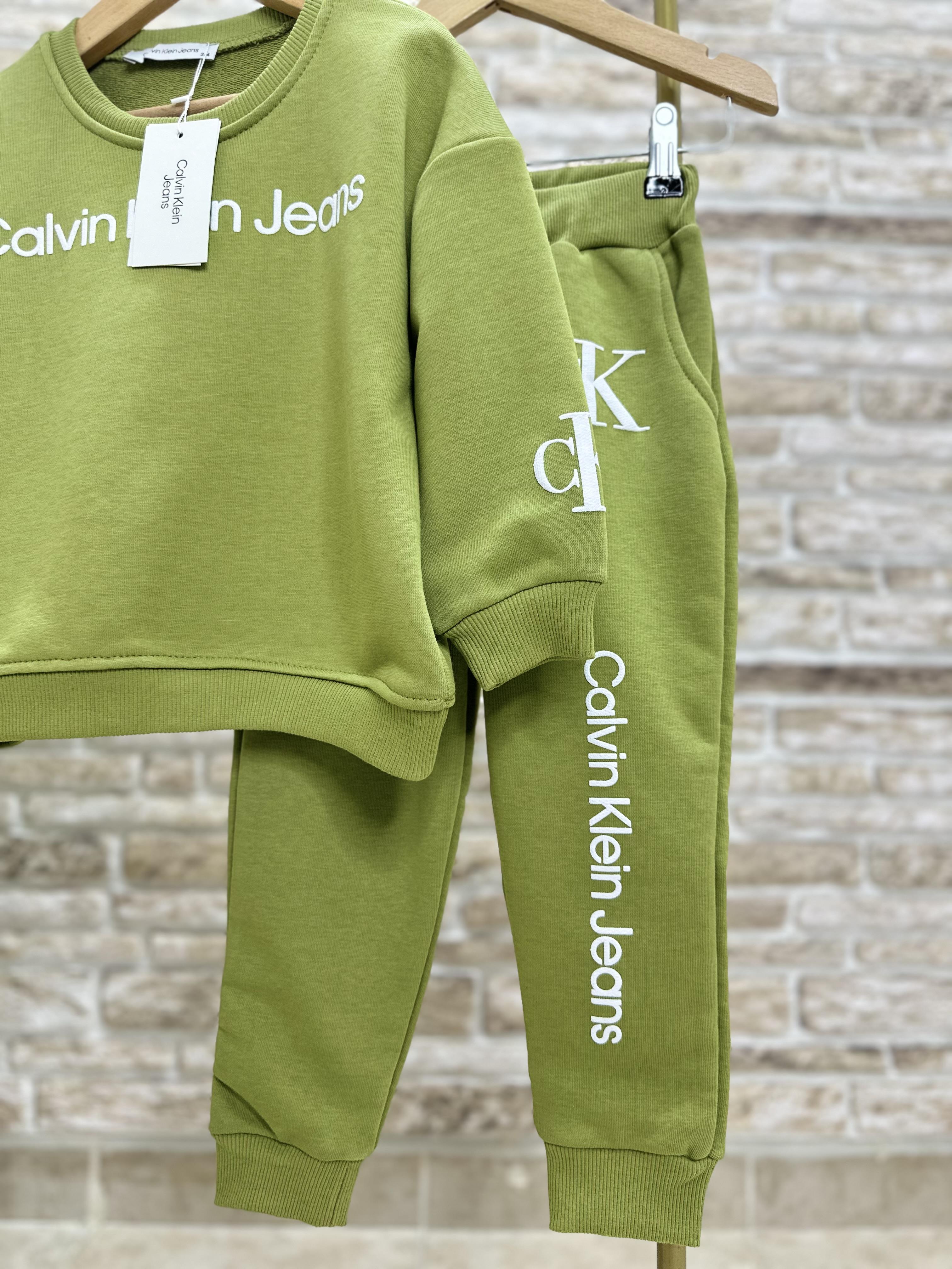 Erkek Çocuk 3 İplik Calvin Yağ Yeşili İkili Takım