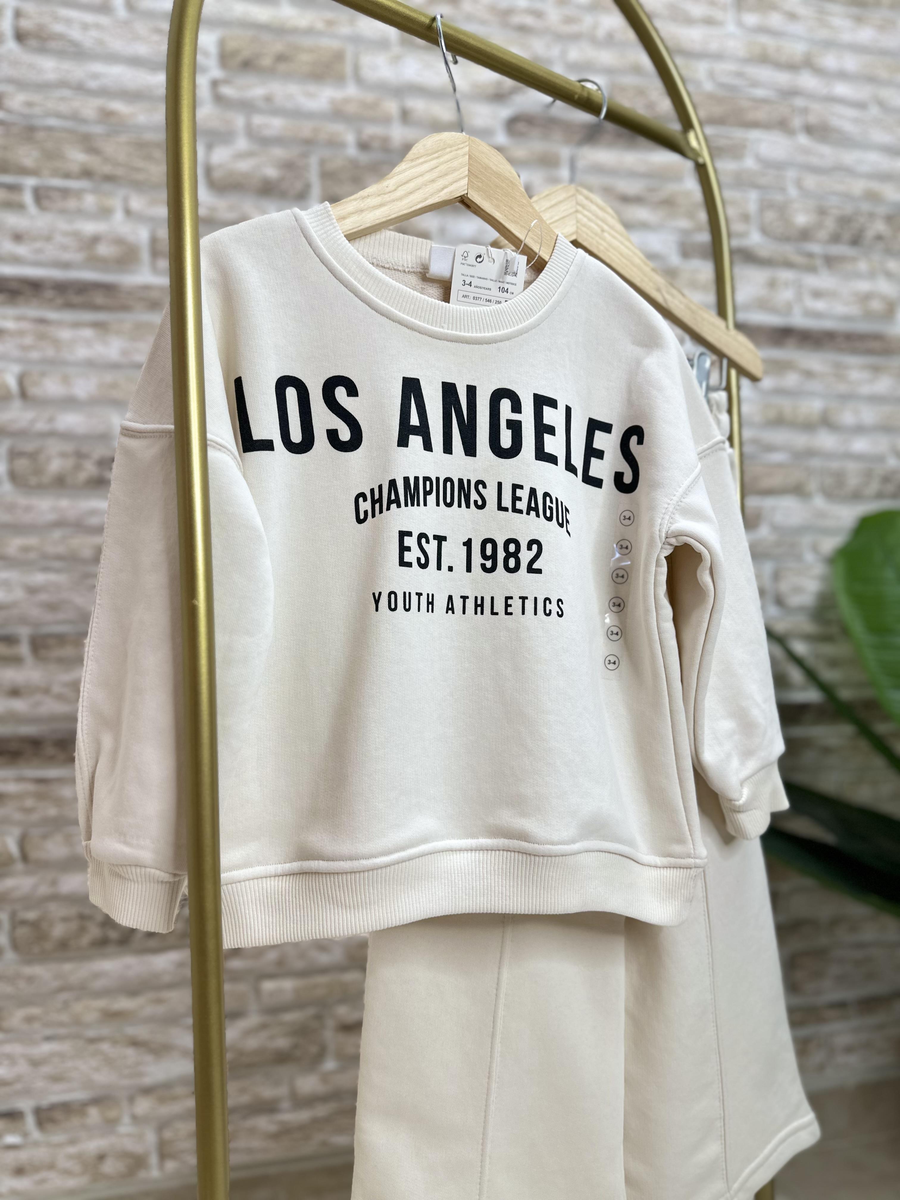 Kız Çocuk 3 İplik Ekru İspanyol Paça Takım