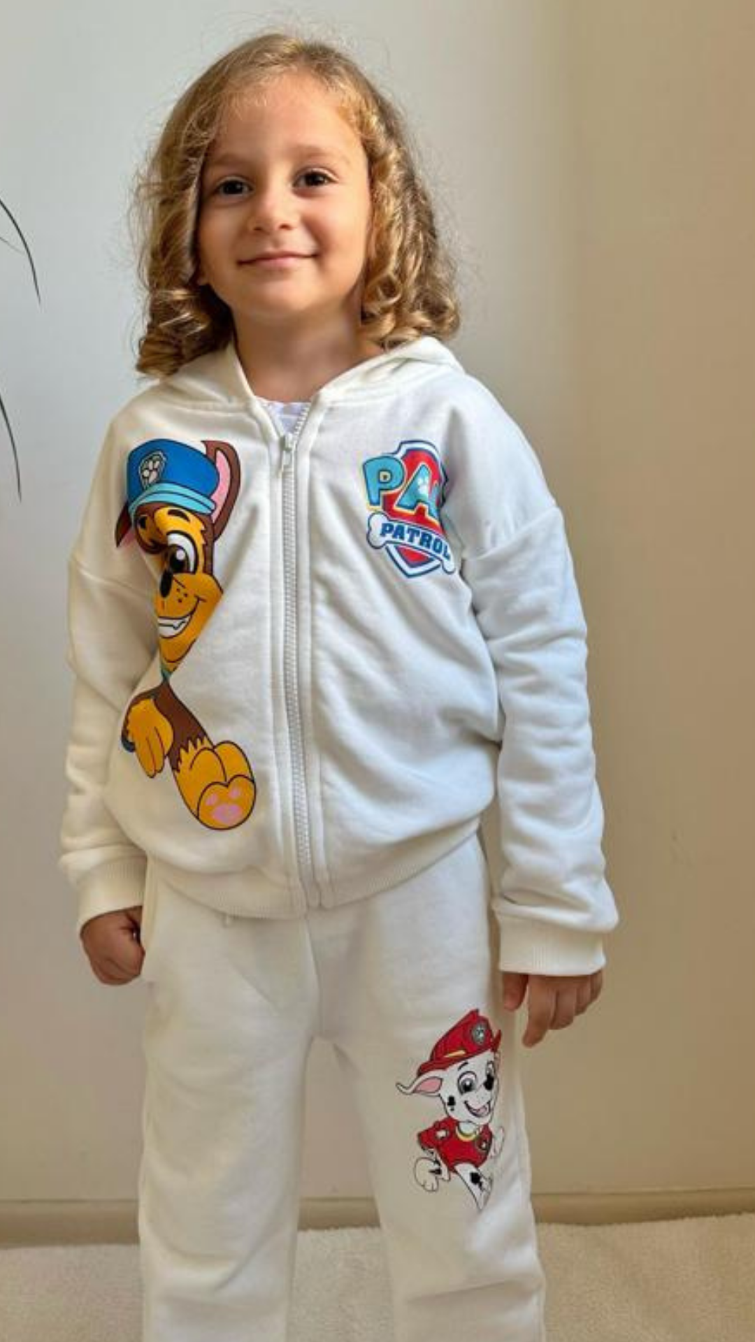 3 İplik Fermuarlı Beyaz Pawpatrol İkili Takım