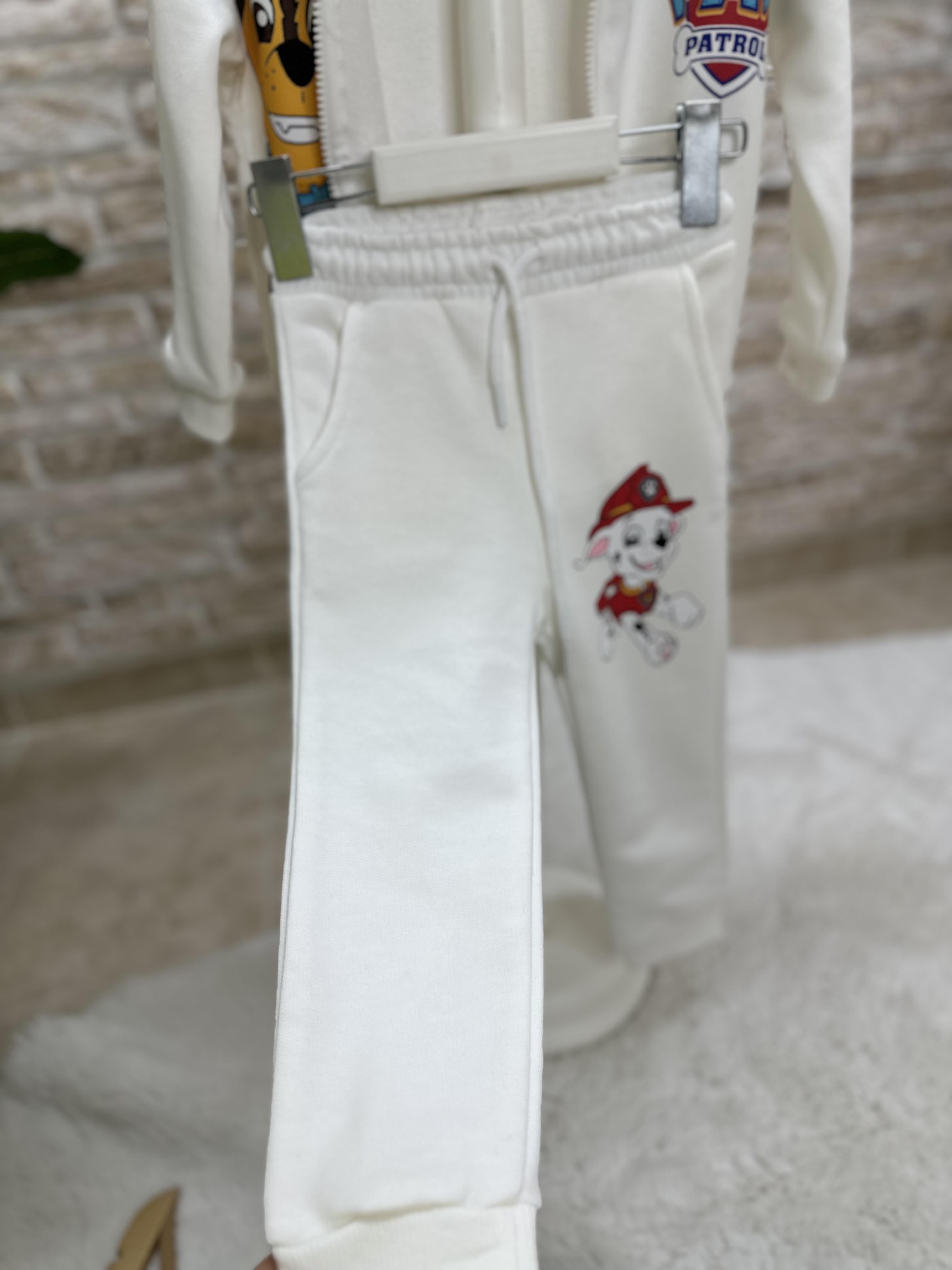 3 İplik Fermuarlı Beyaz Pawpatrol İkili Takım