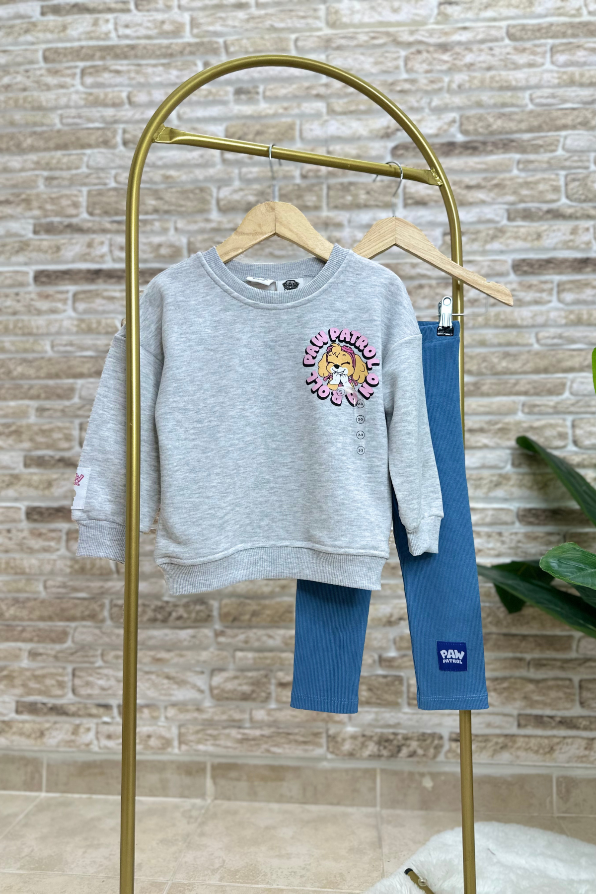 Kız Çocuk 3 İplik Gri Pawpatrol Taytlı Takım
