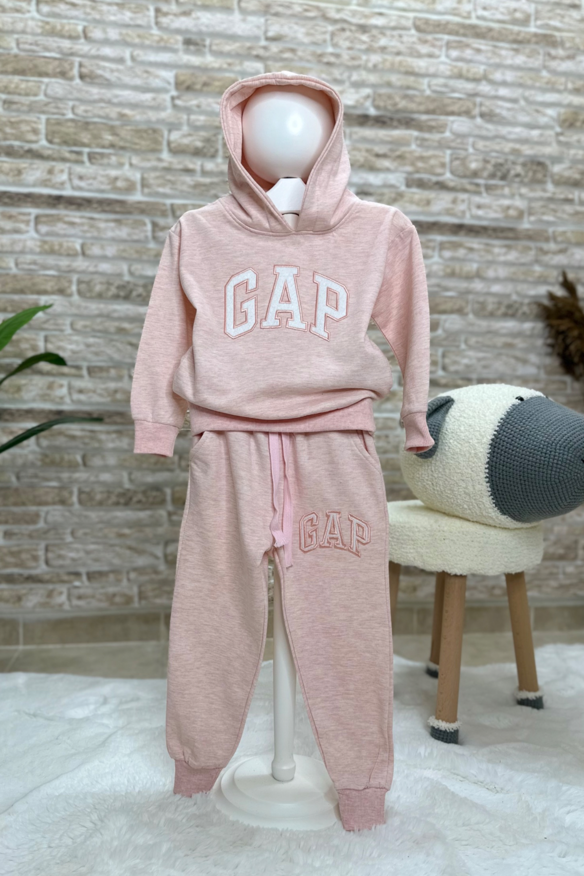 3 İplik Kapüşonlu Gap Pembe İkili Takım