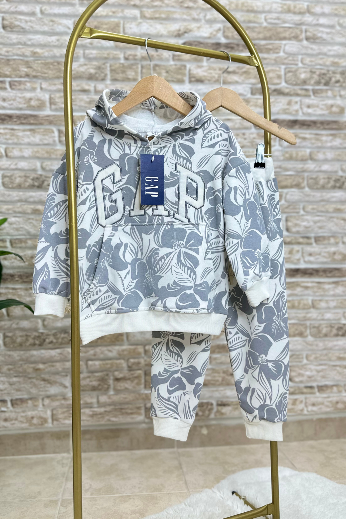 Unisex Çocuk 3 İplik Kapüşonlu Gap Takım