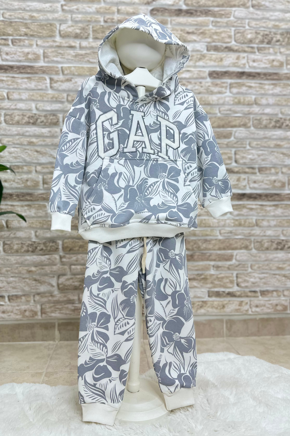 Unisex Çocuk 3 İplik Kapüşonlu Gap Takım