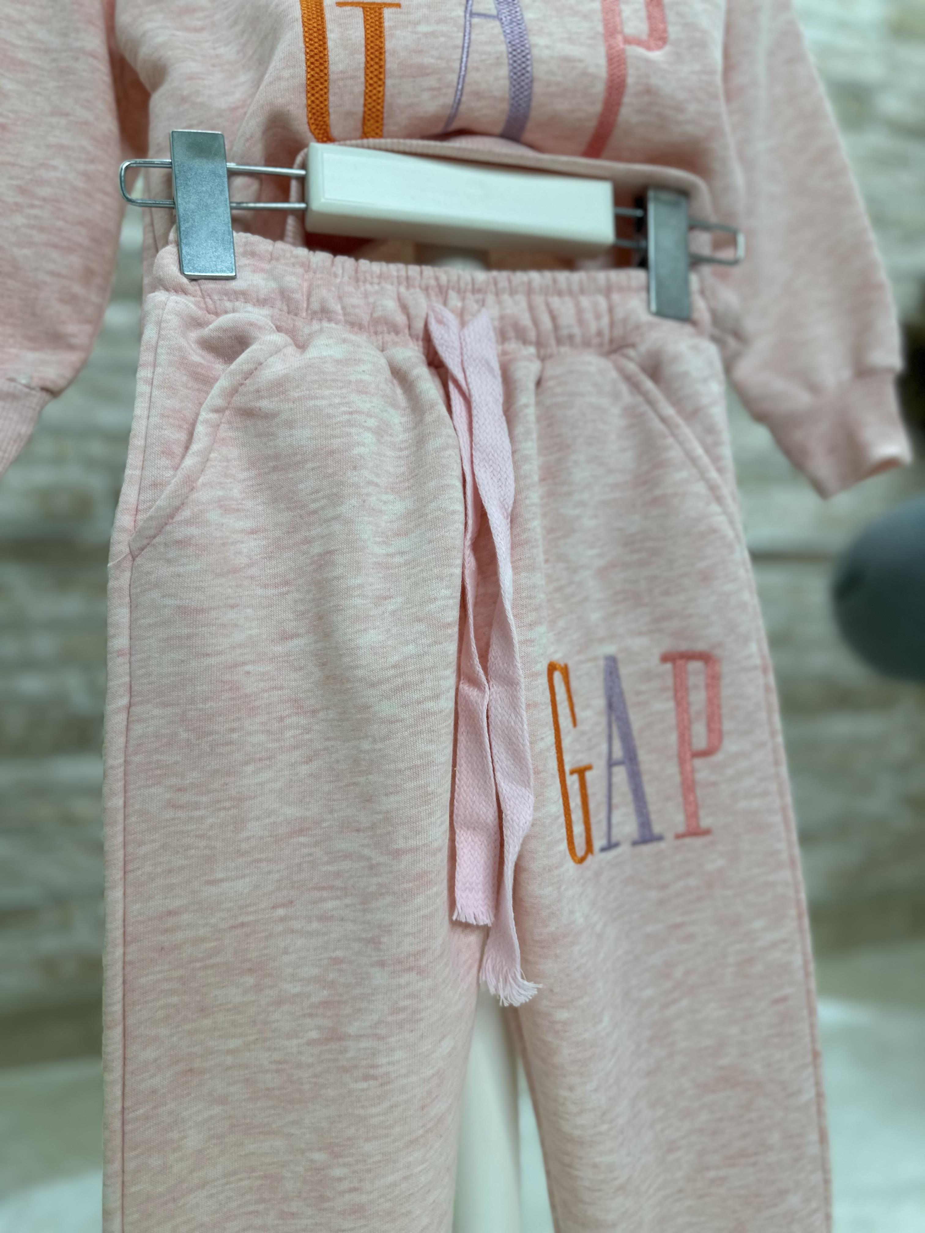 3 İplik Kapüşonlu Pembe Gap Nakışlı İkili Takım