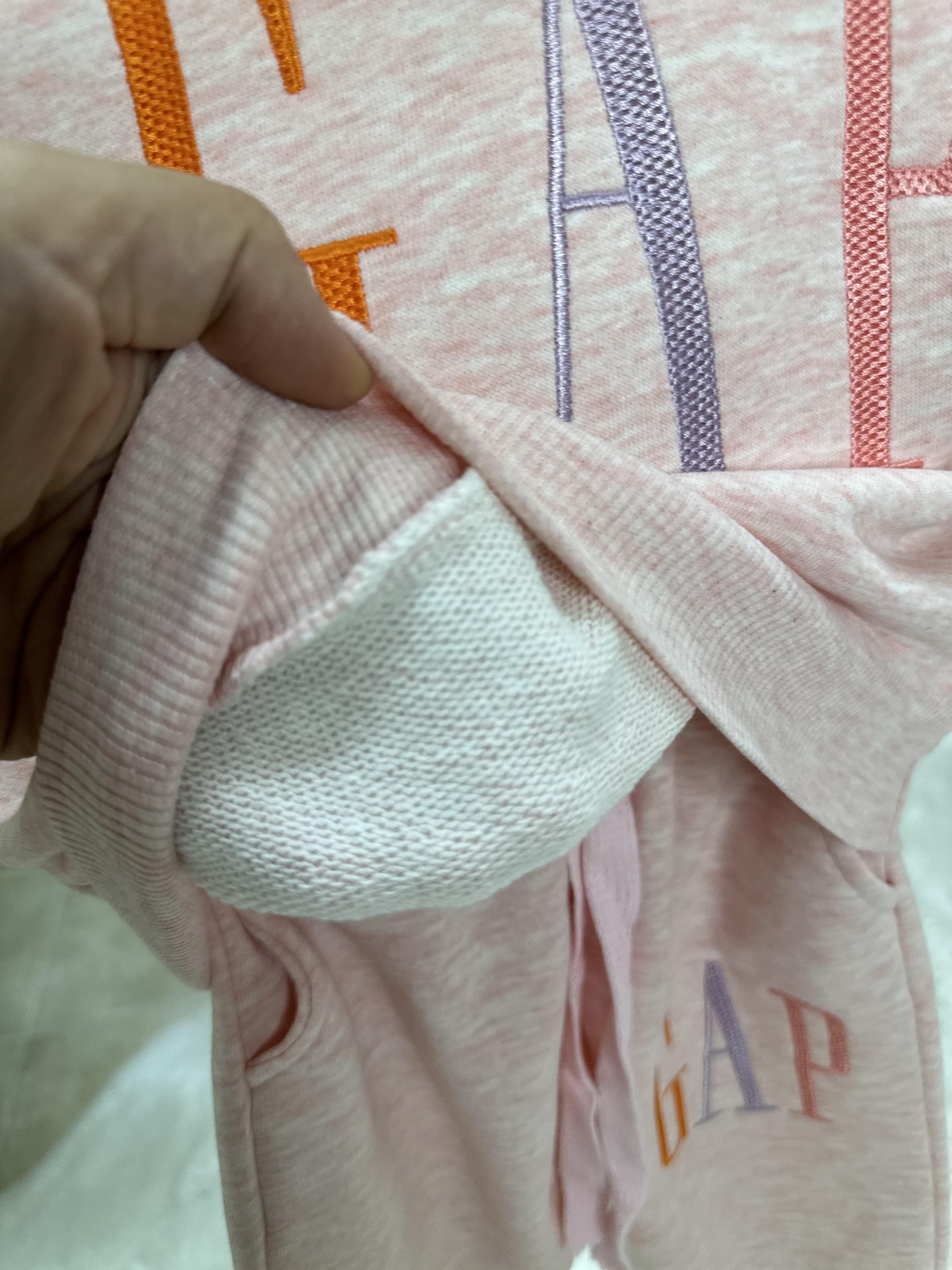 3 İplik Kapüşonlu Pembe Gap Nakışlı İkili Takım