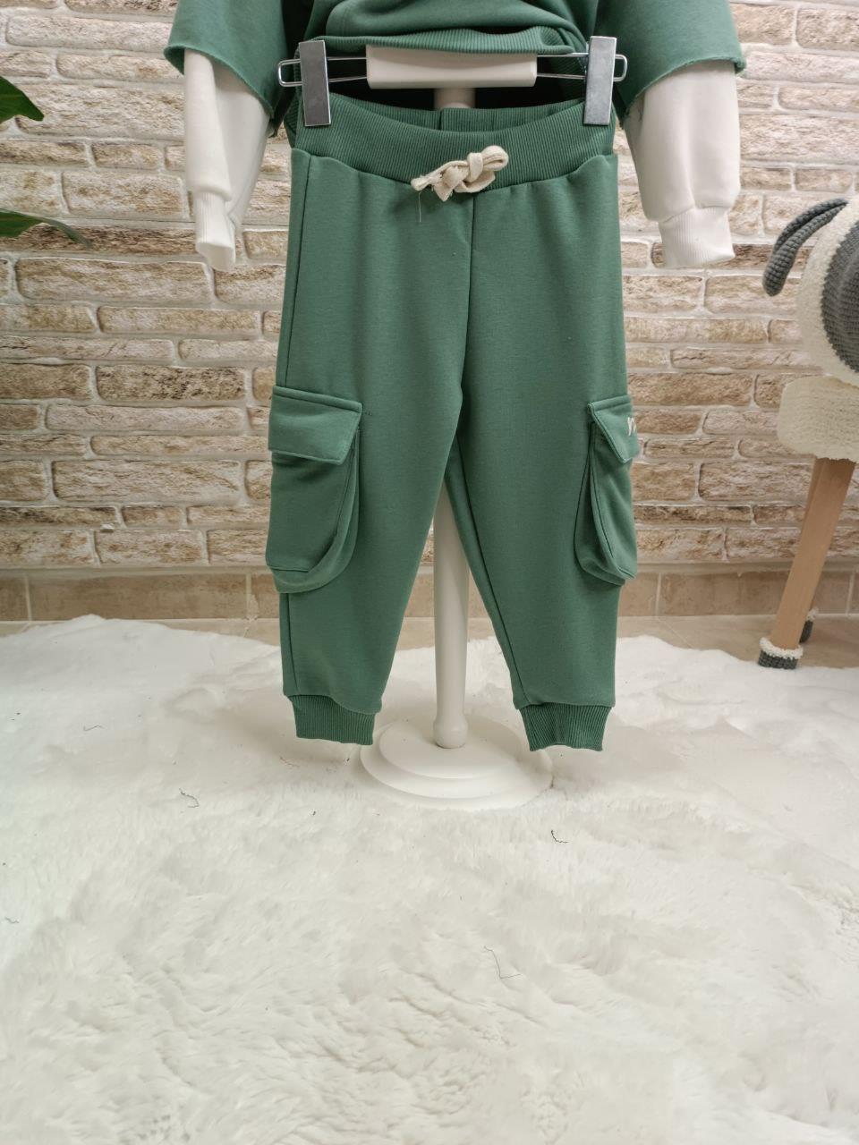 3 İplik Kargo Cepli Yeşil İkili Takım