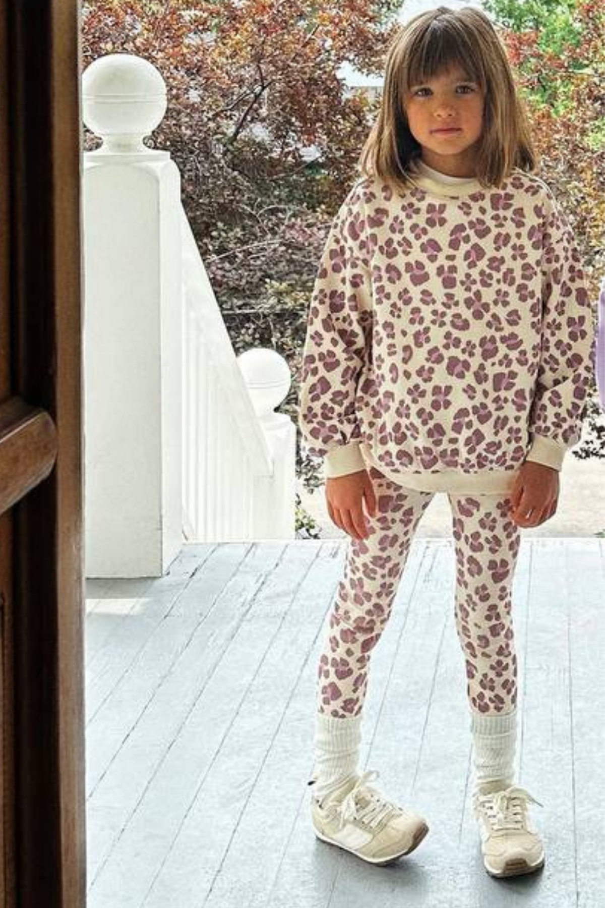 Kız Çocuk 3 İplik  Lila Zebra Baskılı Taytlı Takım