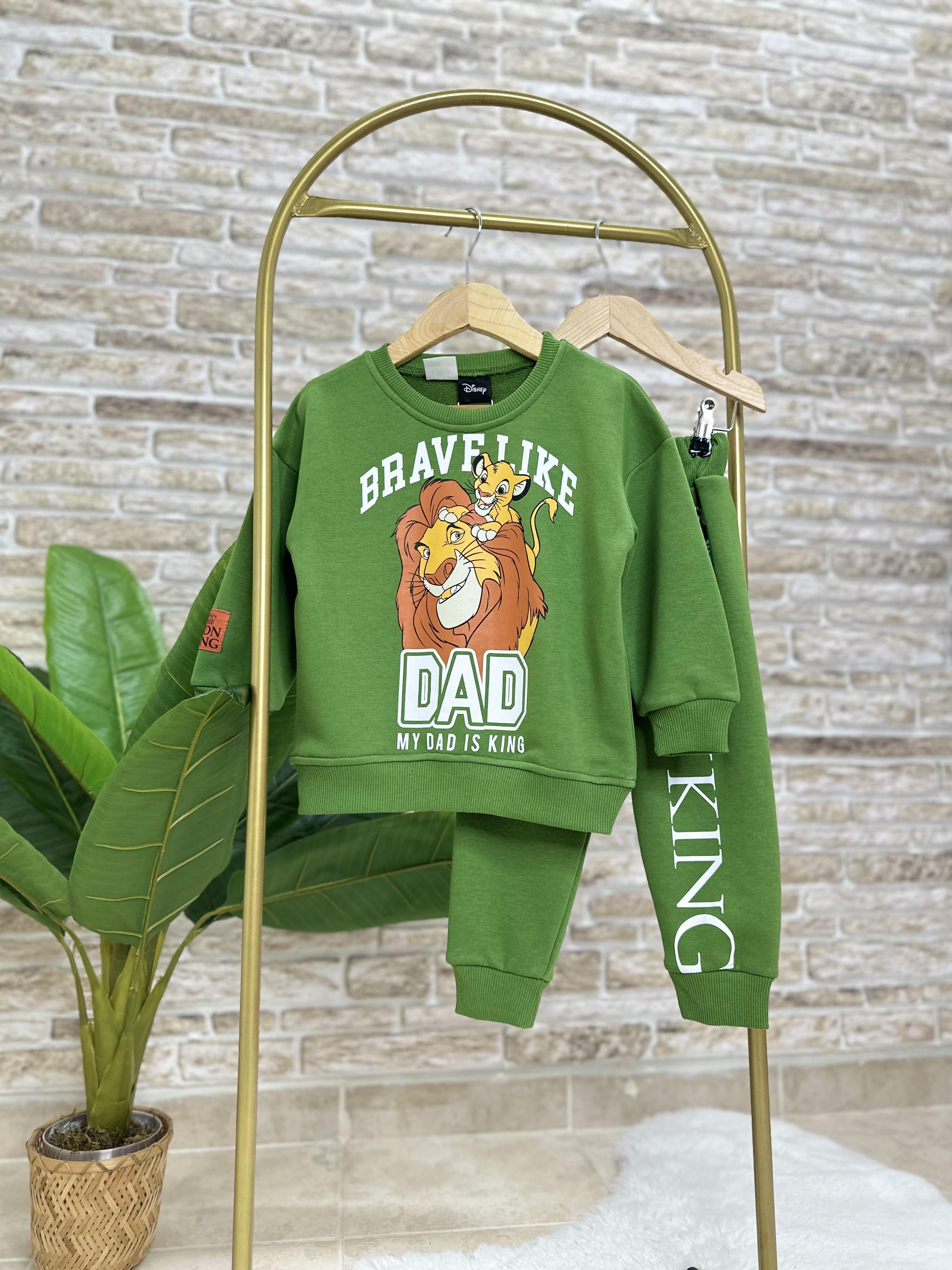 Erkek Çocuk 3 İplik Lion King Yağ Yeşili Takım